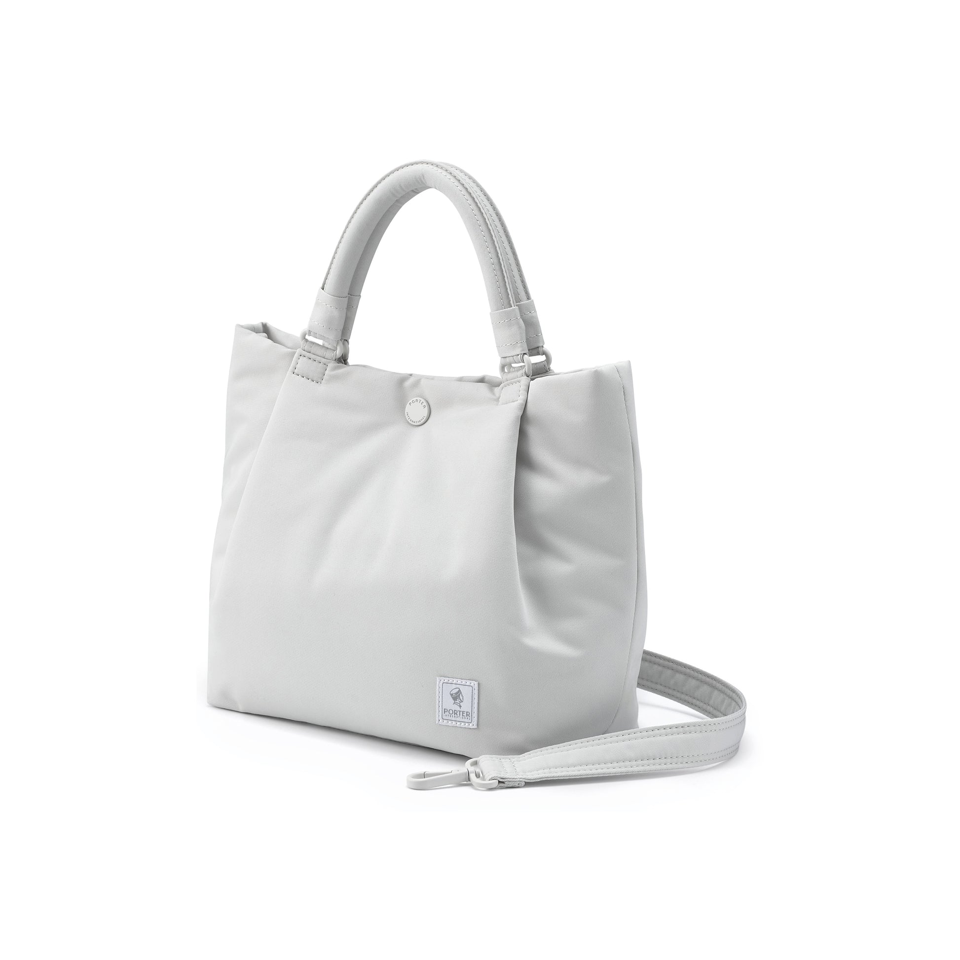 PORTER INTERNATIONAL Cush Handbag Beige lightweight handbag minimalist design adjustable strap everyday carry bag