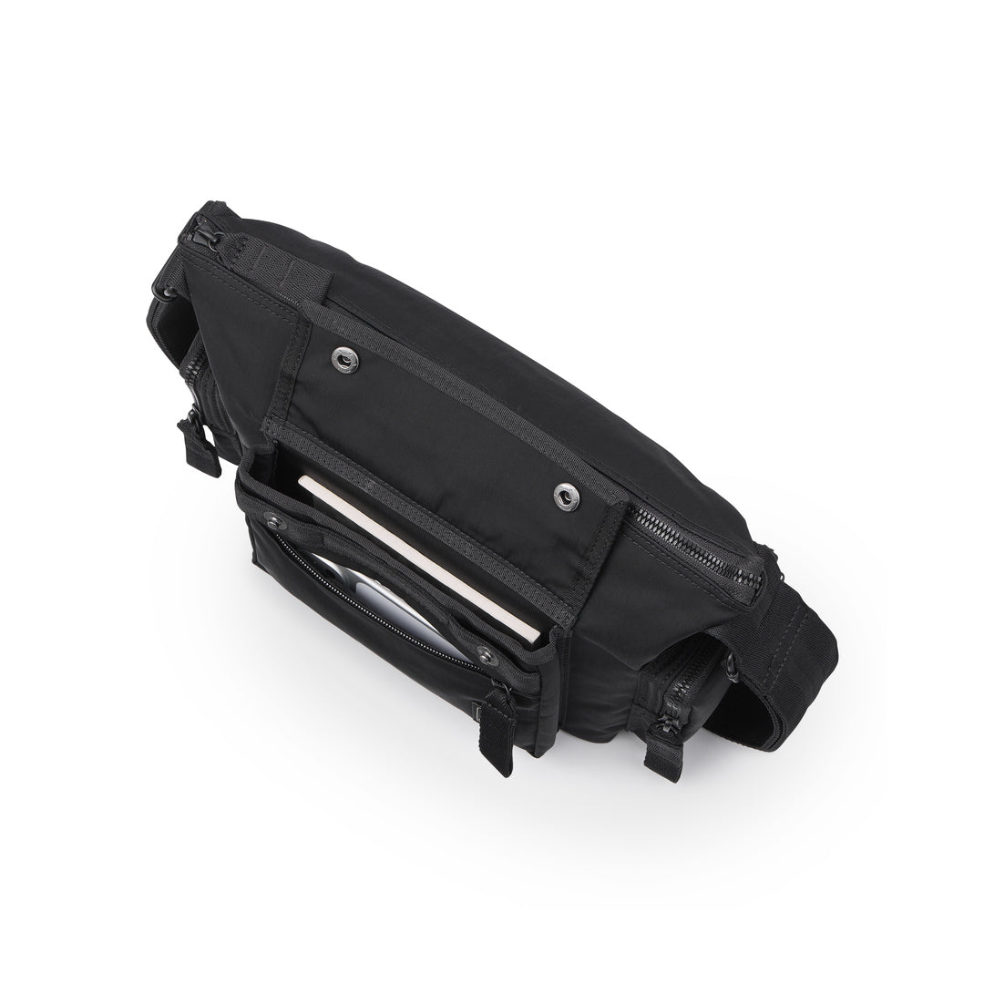PORTER INTERNATIONAL Anchor Shoulder Bag (S) 'Black' - open front compartment