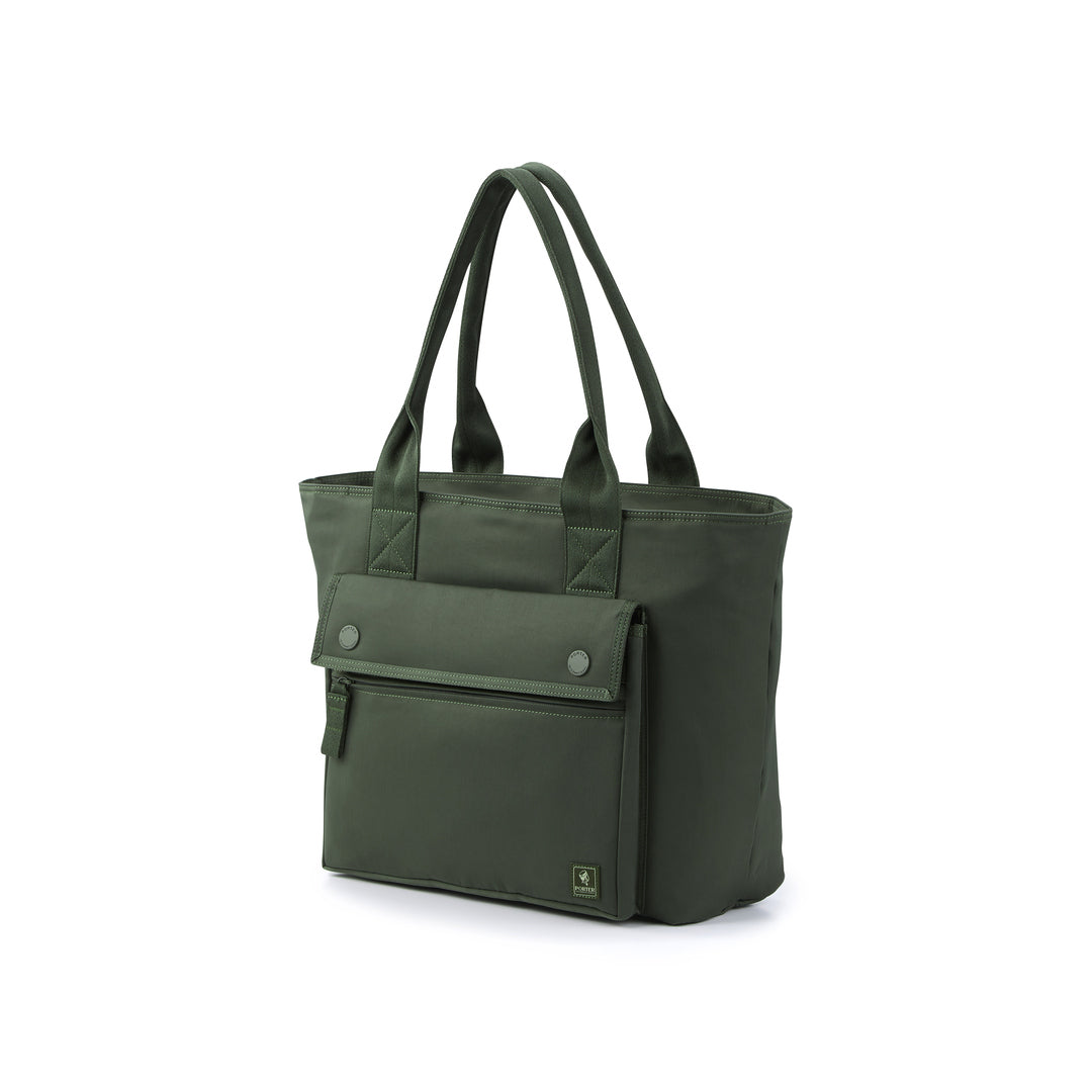 PORTER INTERNATIONAL Anchor Tote (M) 'Forest Green' - front angled view