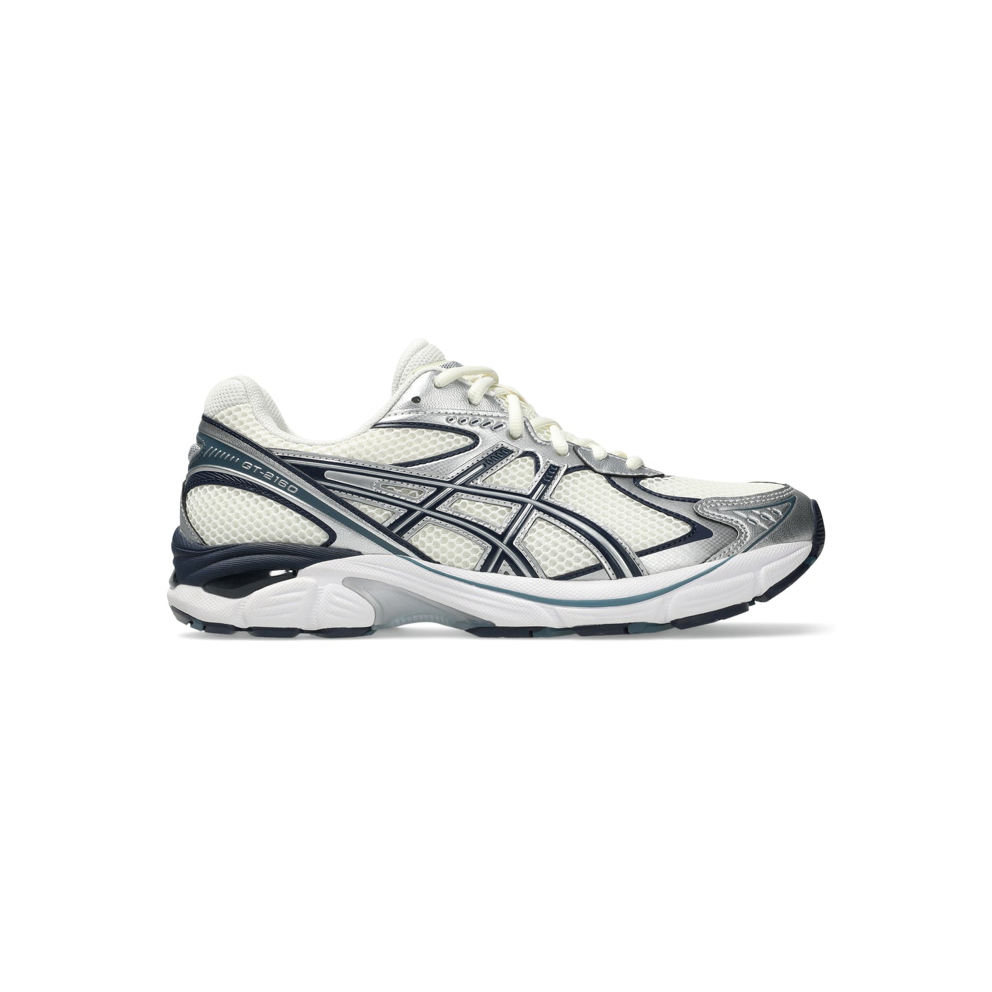 ASICS GT-2160 Cream Raw Indigo sneaker with GEL cushioning breathable mesh upper and retro running design
