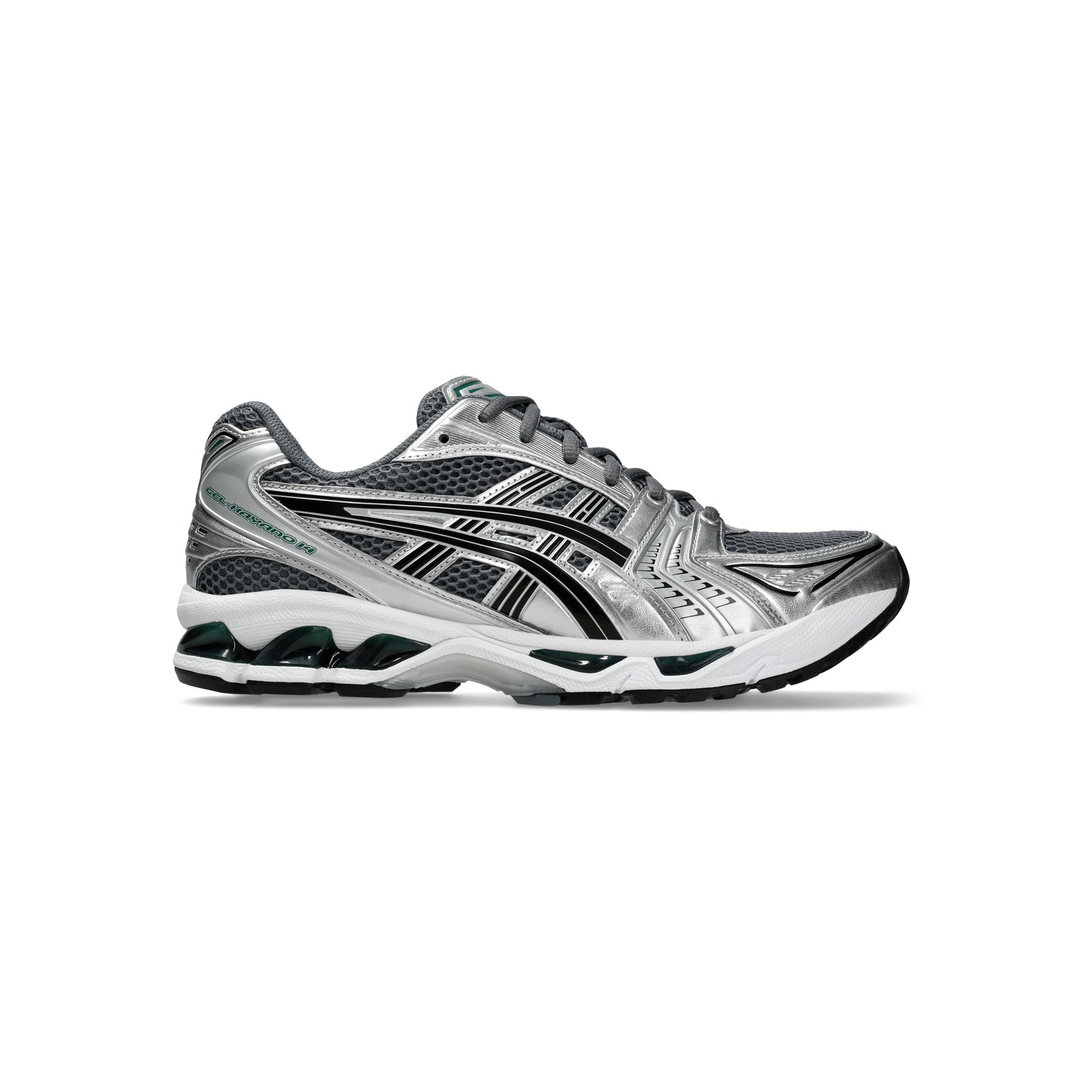 Asics Gel-Kayano 14 Metropolis Jasper Green running shoes with GEL™ cushioning and durable rubber outsole