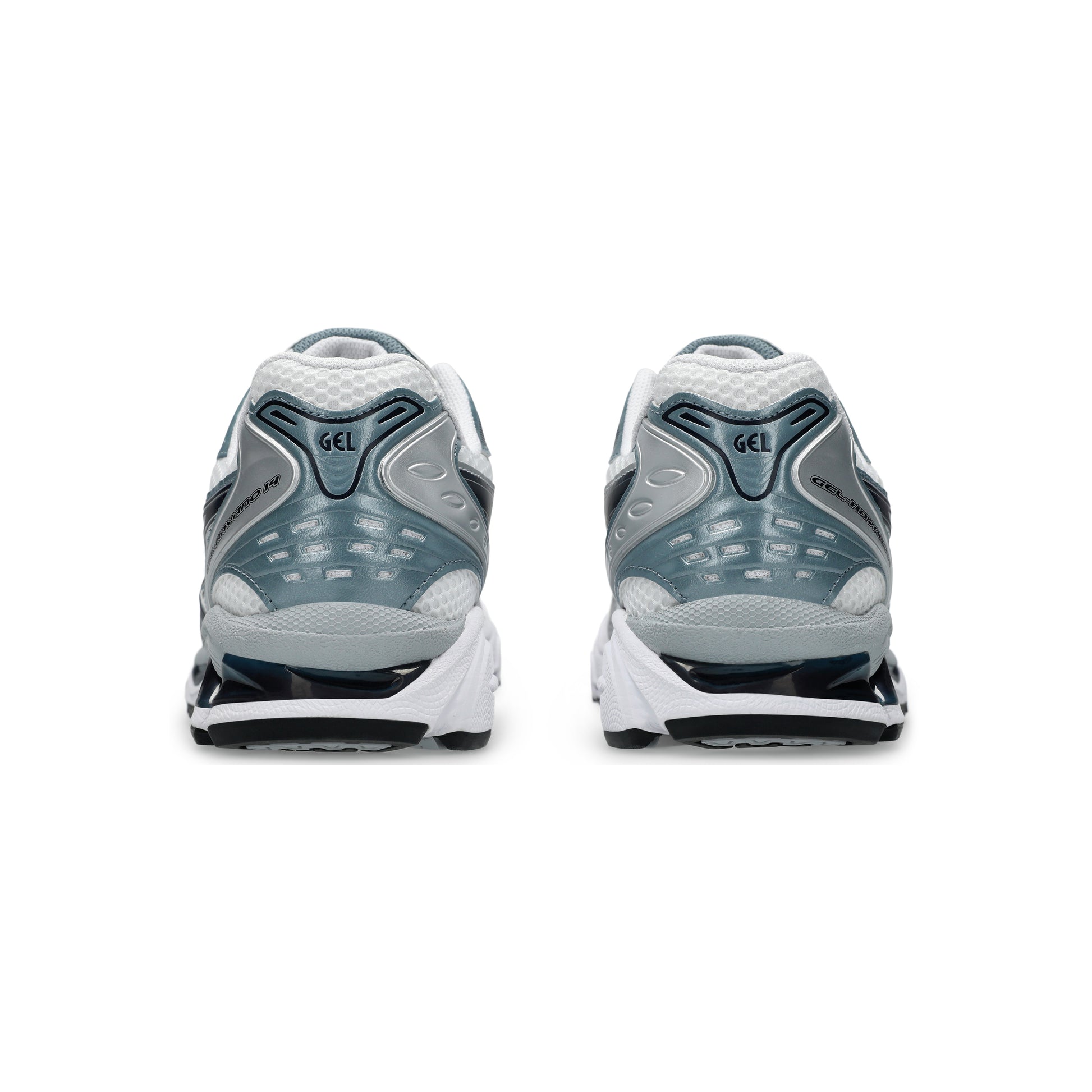 Asics GEL-Kayano 14 White/Fjord Grey running shoes with GEL™ cushioning and durable outsole