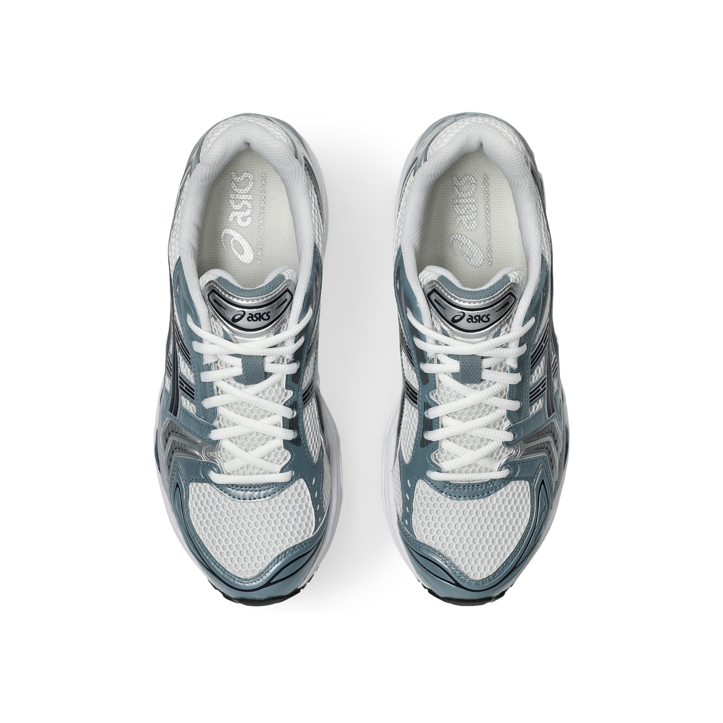 Asics GEL-Kayano 14 White/Fjord Grey running shoes with GEL™ cushioning and durable outsole