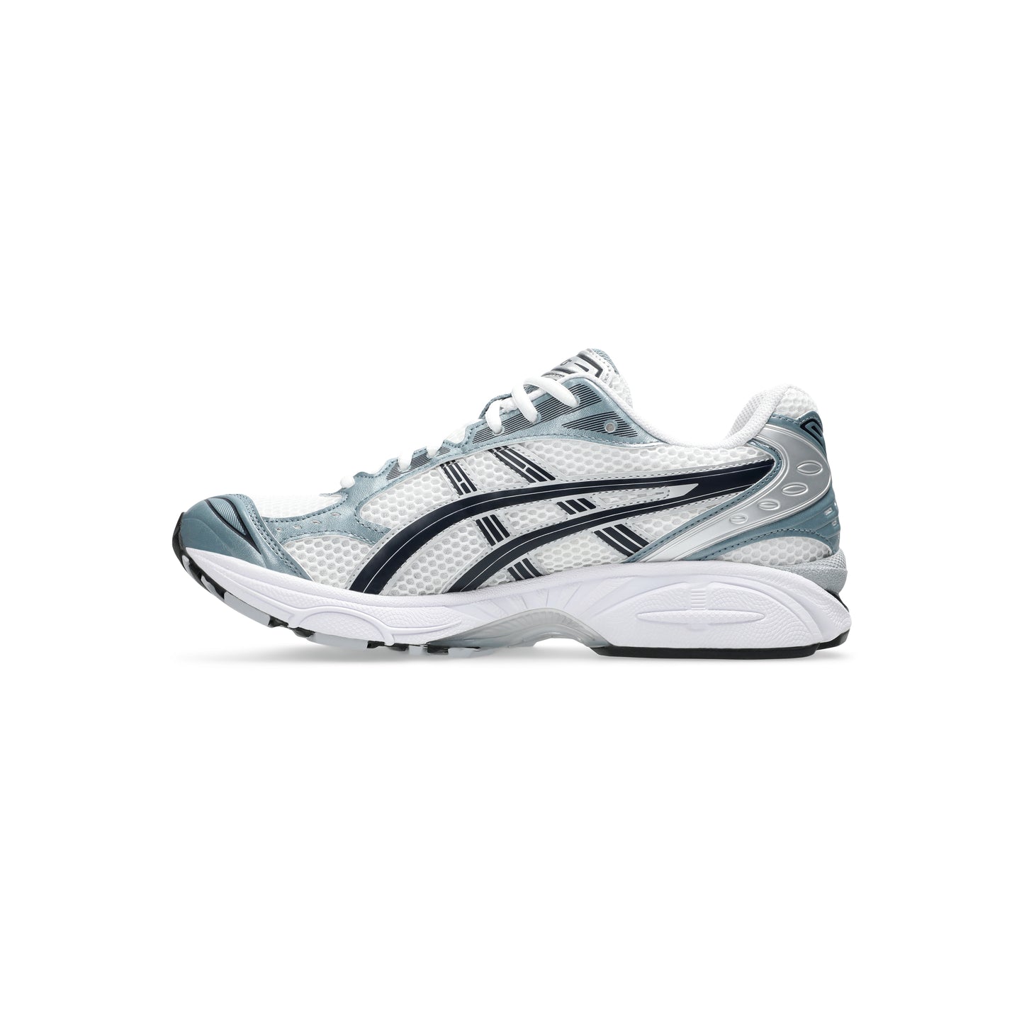 Asics GEL-Kayano 14 White/Fjord Grey running shoes with GEL™ cushioning and durable outsole