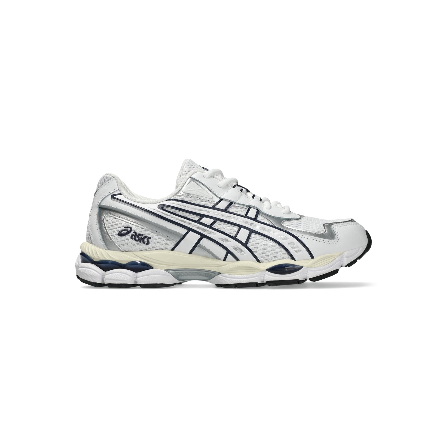 ASICS GEL-NYC 2055 White Midnight sneaker with GEL cushioning breathable mesh upper and retro running design