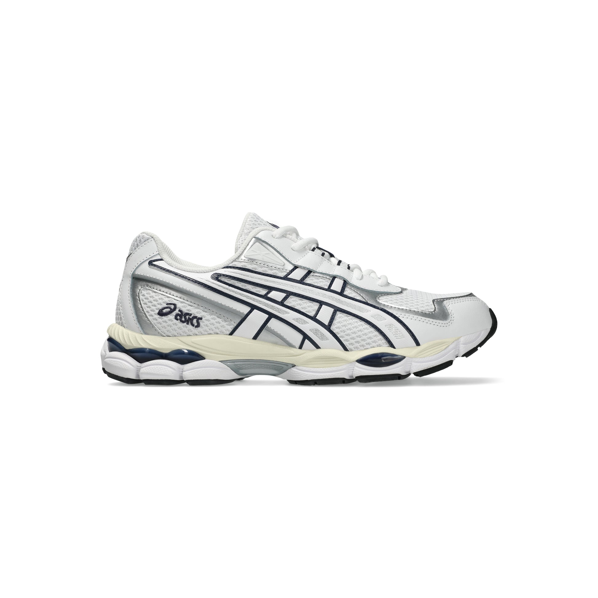 ASICS GEL-NYC 2055 White Midnight sneaker with GEL cushioning breathable mesh upper and retro running design