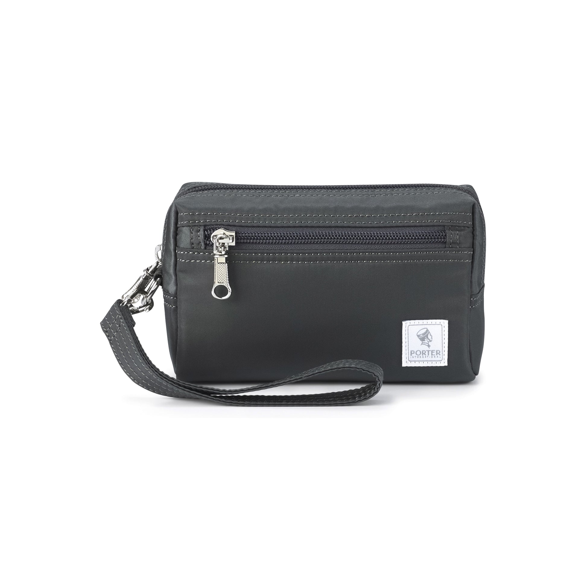 PORTER INTERNATIONAL Small Pouch Bag Ask Grey nylon pouch compact utility bag lightweight everyday accessory