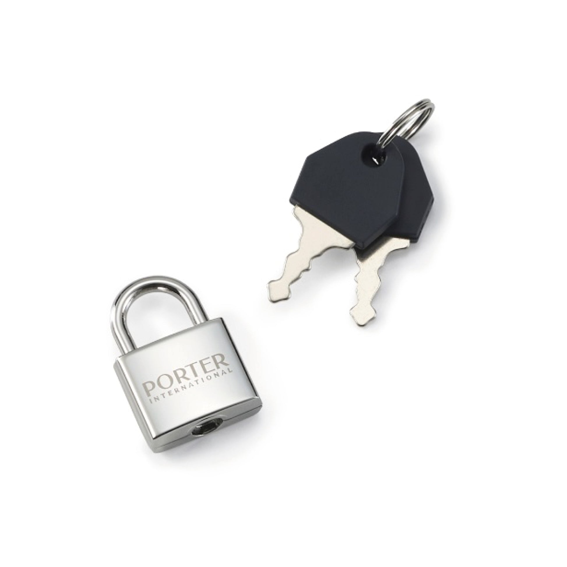 PORTER INTERNATIONAL metal padlock and key set with two keys for luggage bags and everyday security
