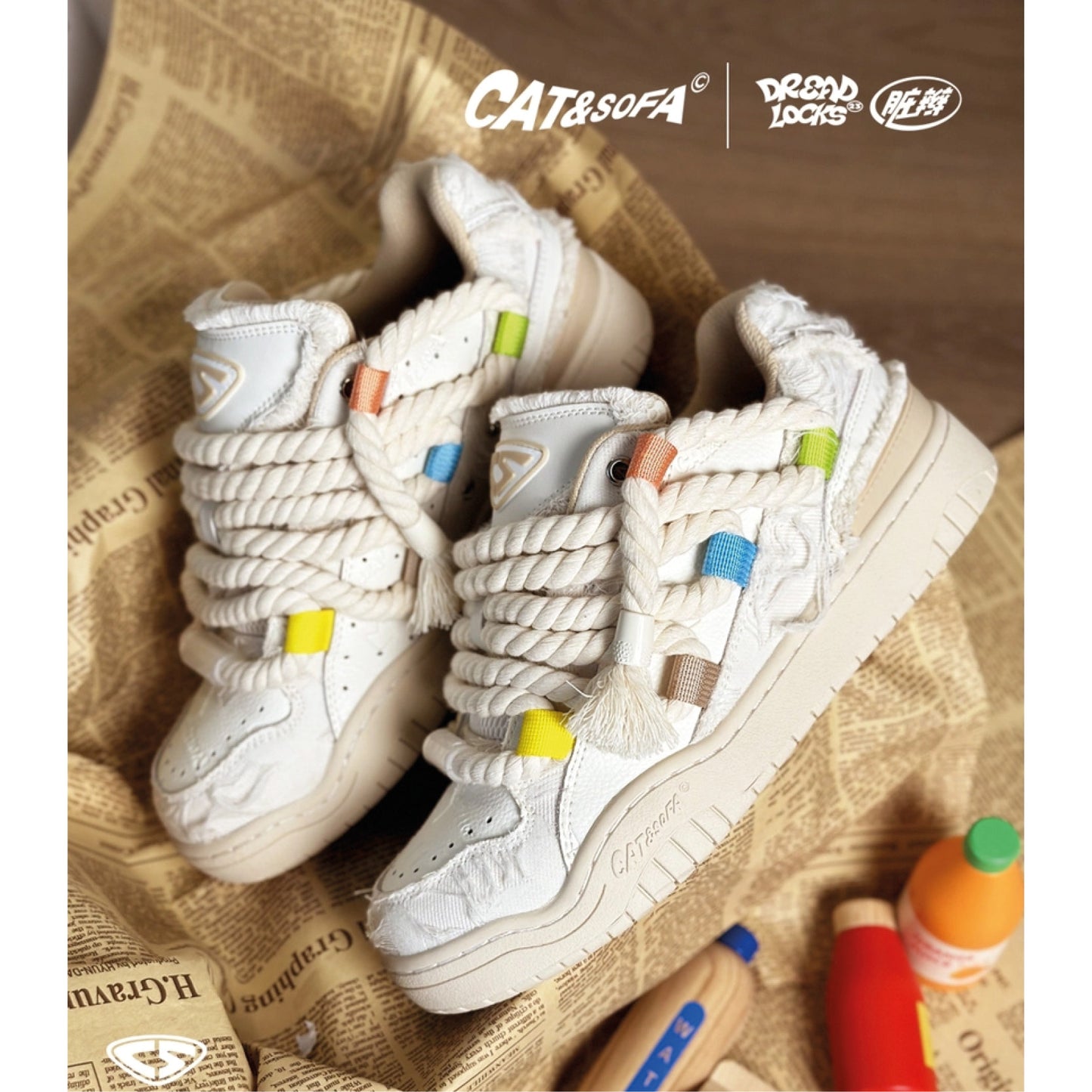 Cat & Sofa Dread Locks 'Cream Beige'
