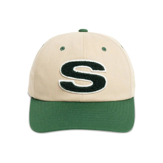 Stüssy Chenille S Low Pro Cap Sand cotton baseball cap chenille S patch curved brim streetwear headwear
