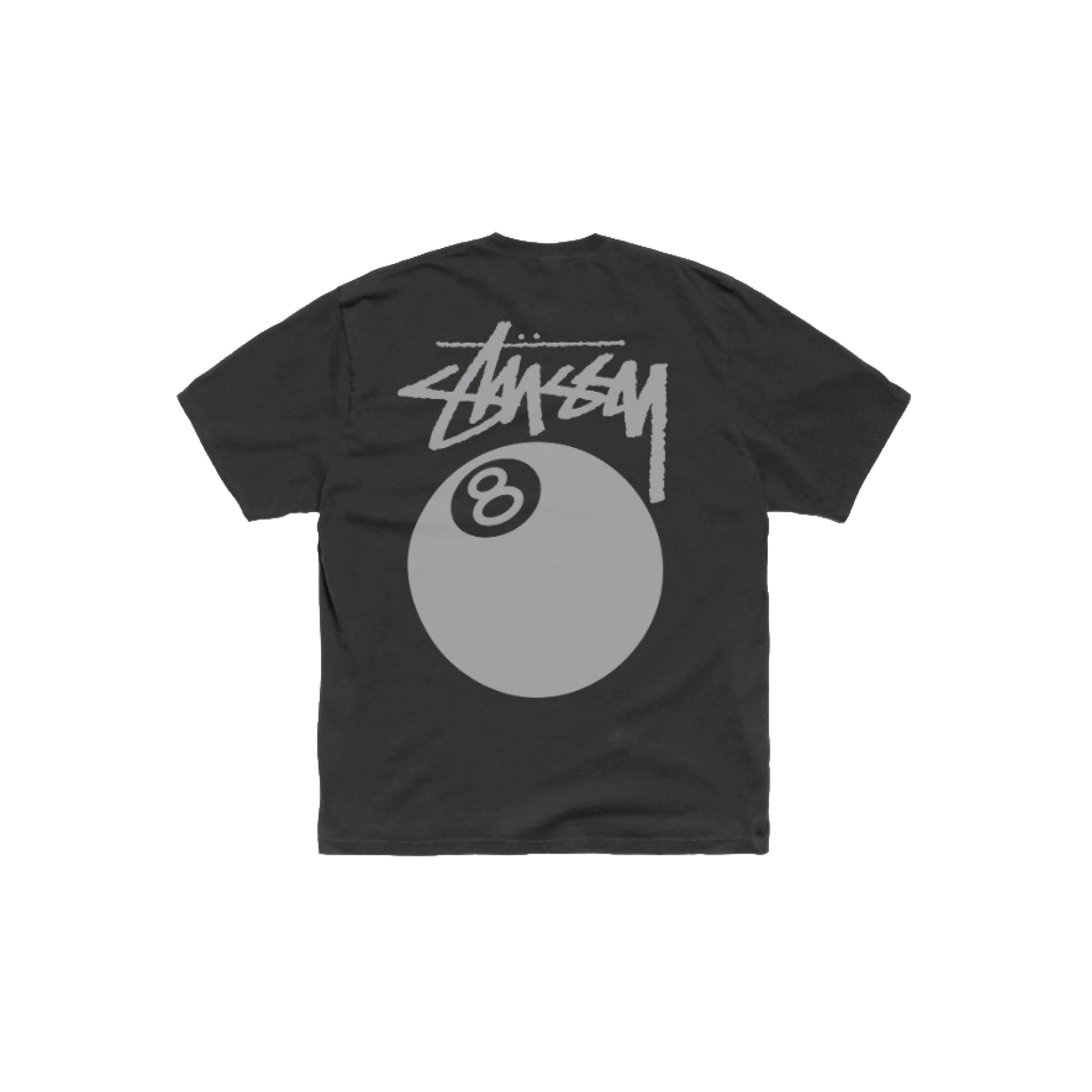 Stüssy 8 Ball Tee Pigment Dyed Faded Black graphic t-shirt streetwear vintage wash iconic logo