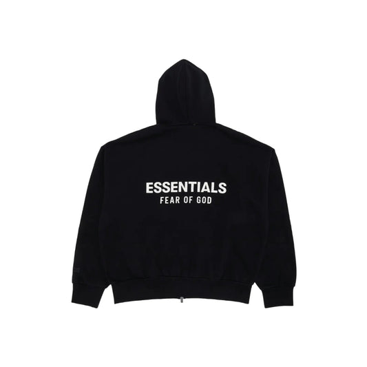 Fear of God Essentials Classic Full Zip-Up Hoodie 'Jet Black'