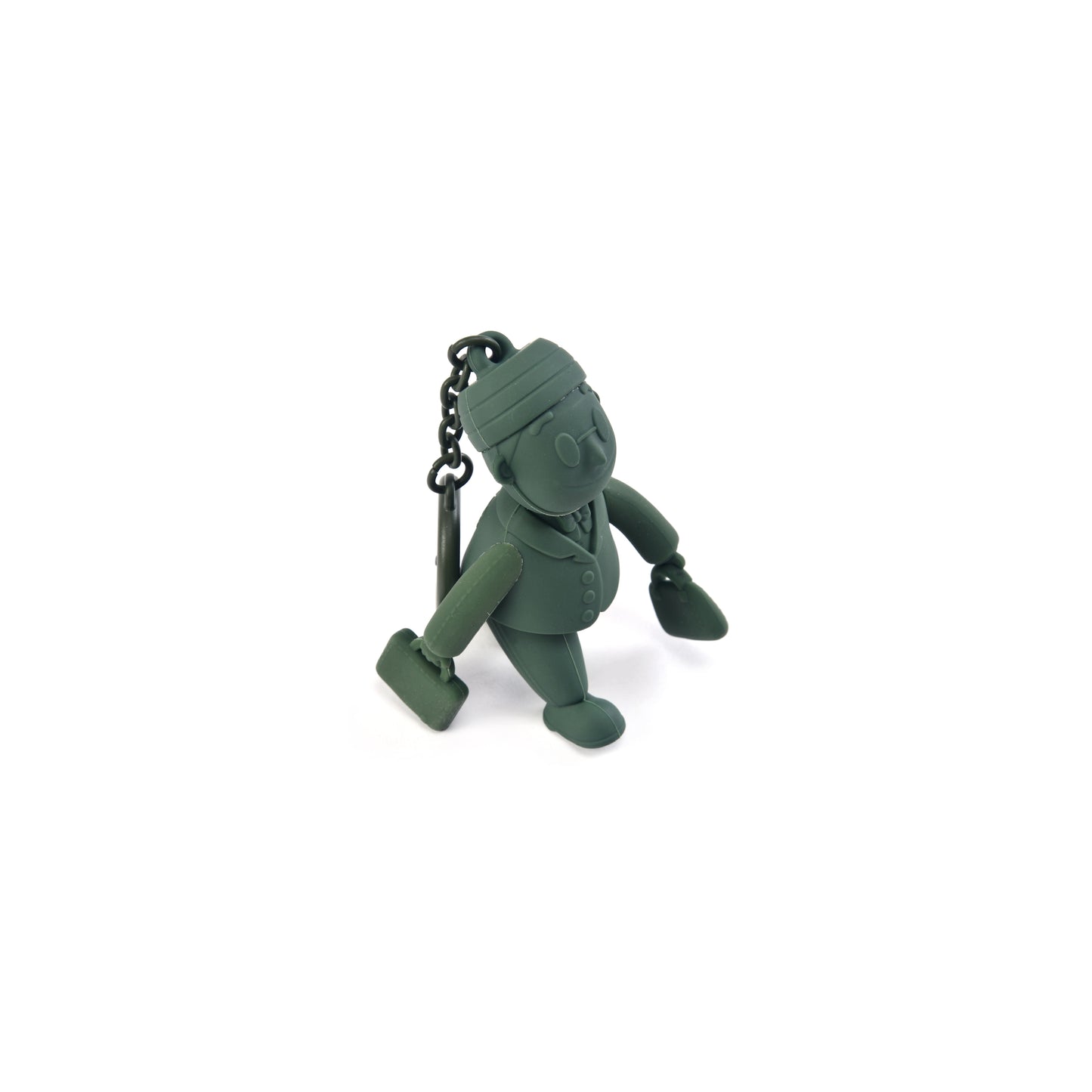 PORTER INTERNATIONAL Porter Man Keychain GWP Green collectible silicone mascot keychain with movable limbs and key ring