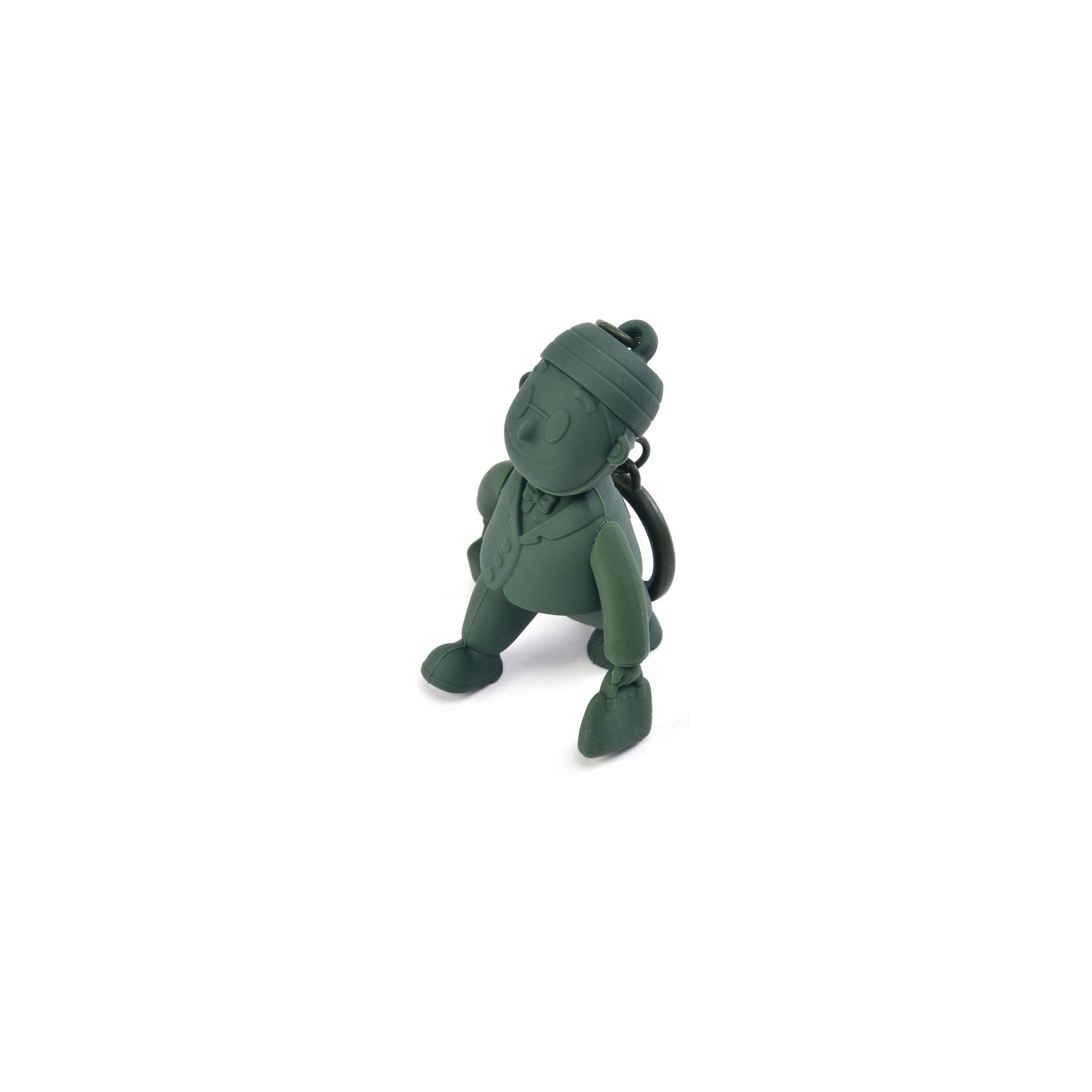 PORTER INTERNATIONAL Porter Man Keychain GWP Green collectible silicone mascot keychain with movable limbs and key ring
