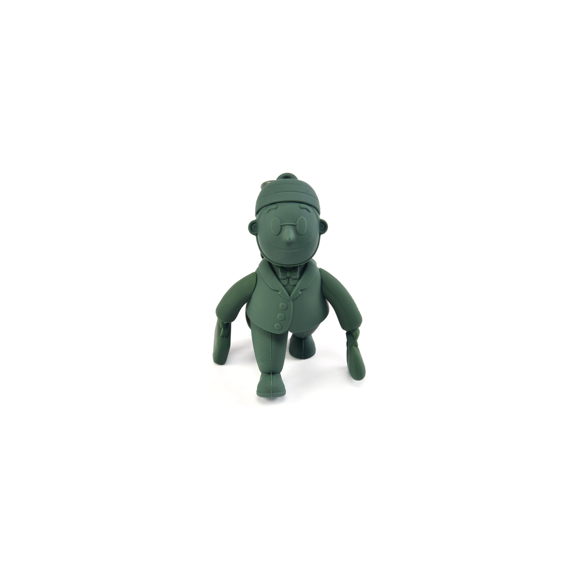 PORTER INTERNATIONAL Porter Man Keychain GWP Green collectible silicone mascot keychain with movable limbs and key ring