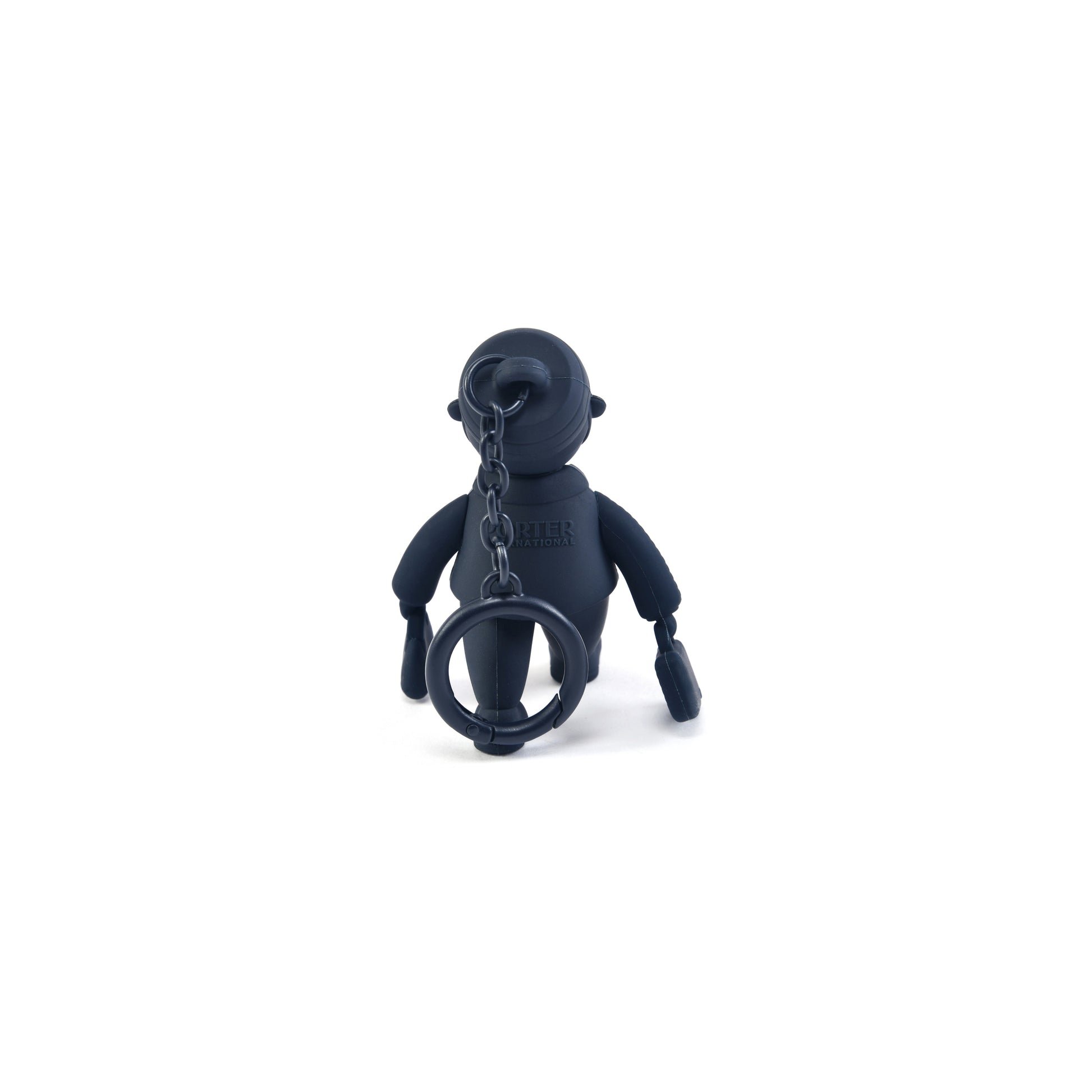 PORTER INTERNATIONAL Porter Man Keychain GWP Blue collectible silicone mascot keychain with movable limbs and key ring