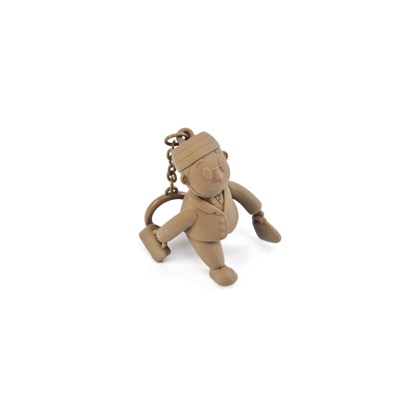 PORTER INTERNATIONAL Porter Man Keychain GWP Camel Brown collectible silicone mascot keychain with movable limbs and key ring