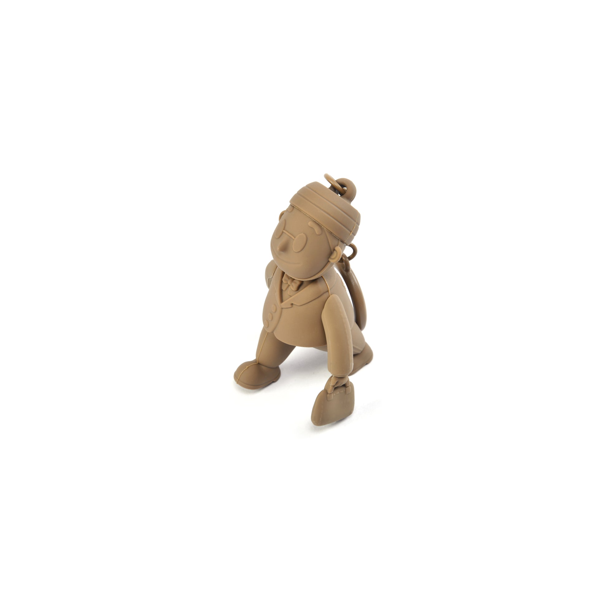 PORTER INTERNATIONAL Porter Man Keychain GWP Camel Brown collectible silicone mascot keychain with movable limbs and key ring
