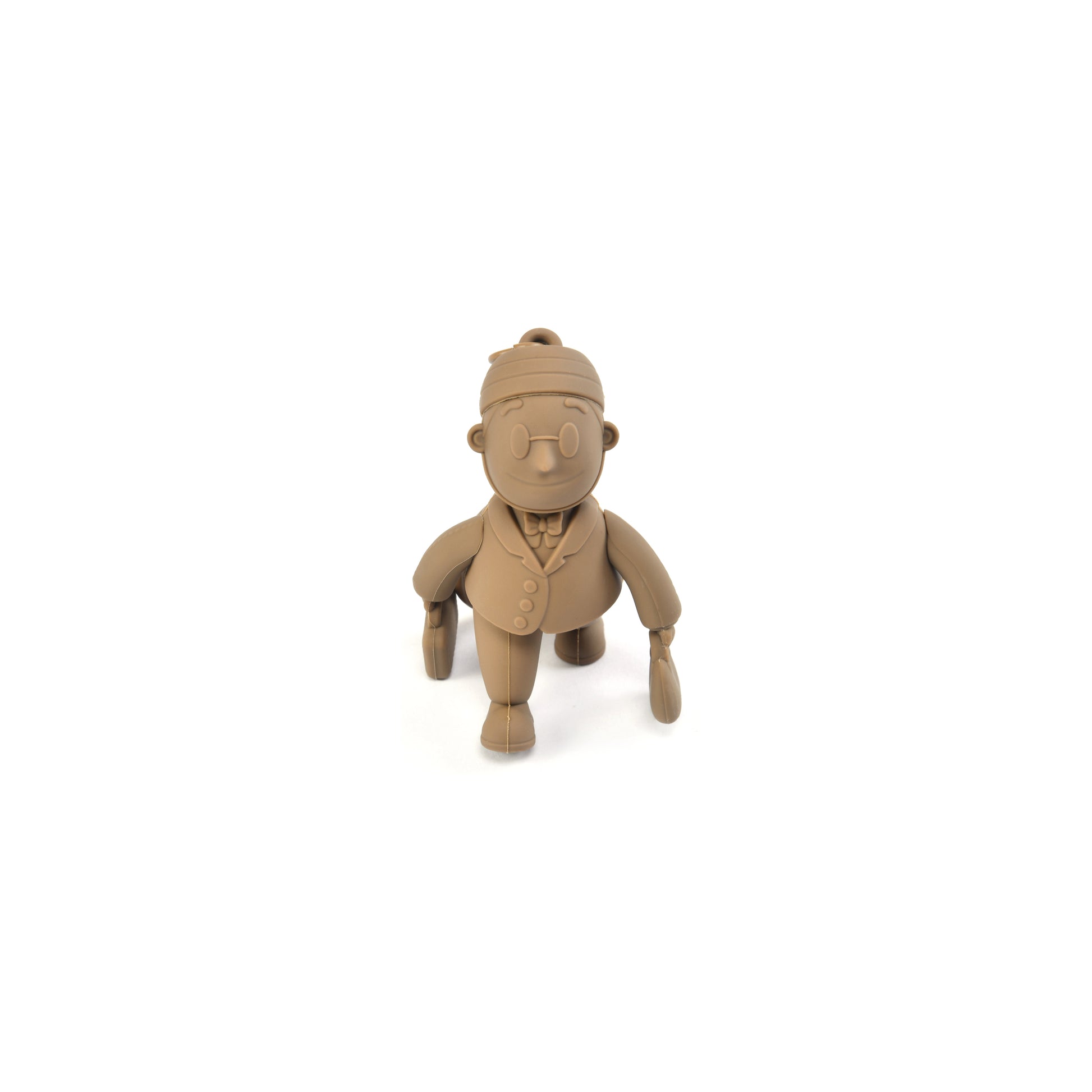 PORTER INTERNATIONAL Porter Man Keychain GWP Camel Brown collectible silicone mascot keychain with movable limbs and key ring