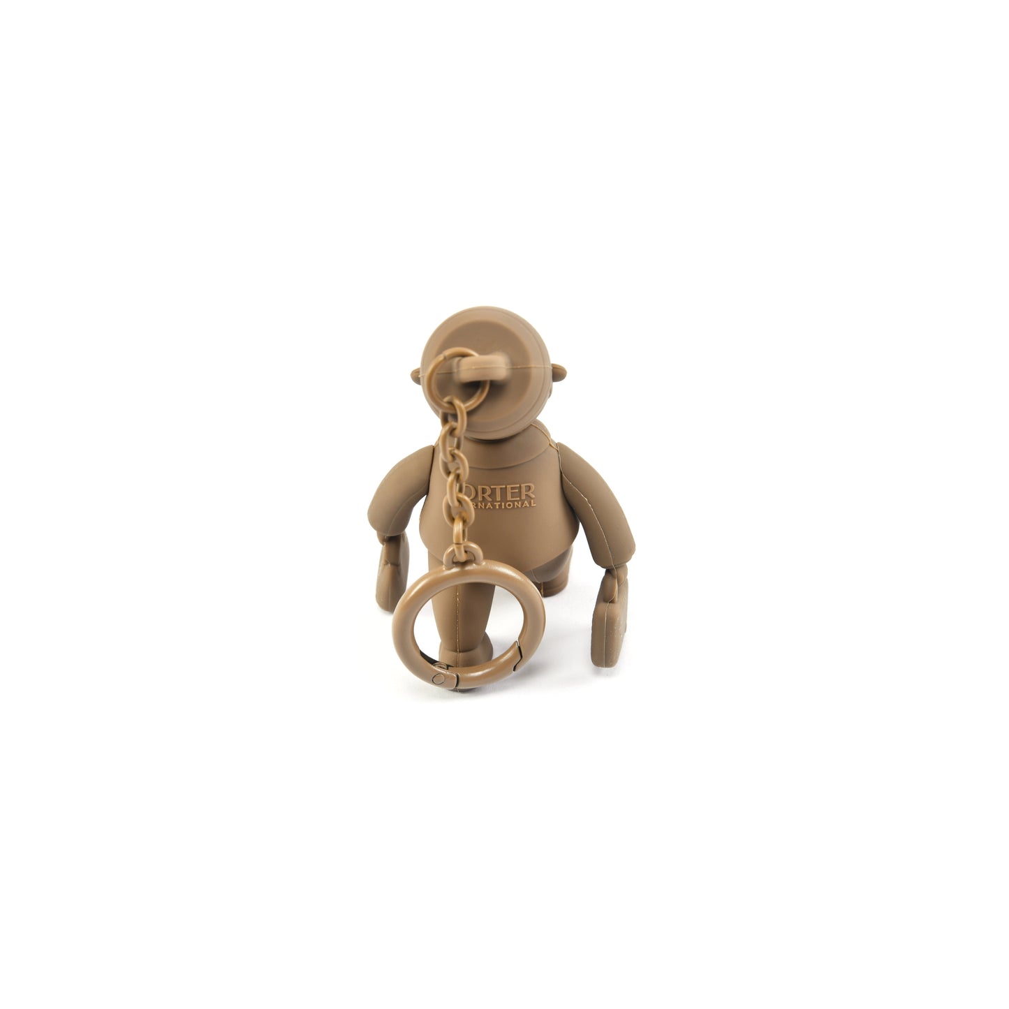 PORTER INTERNATIONAL Porter Man Keychain GWP Camel Brown collectible silicone mascot keychain with movable limbs and key ring