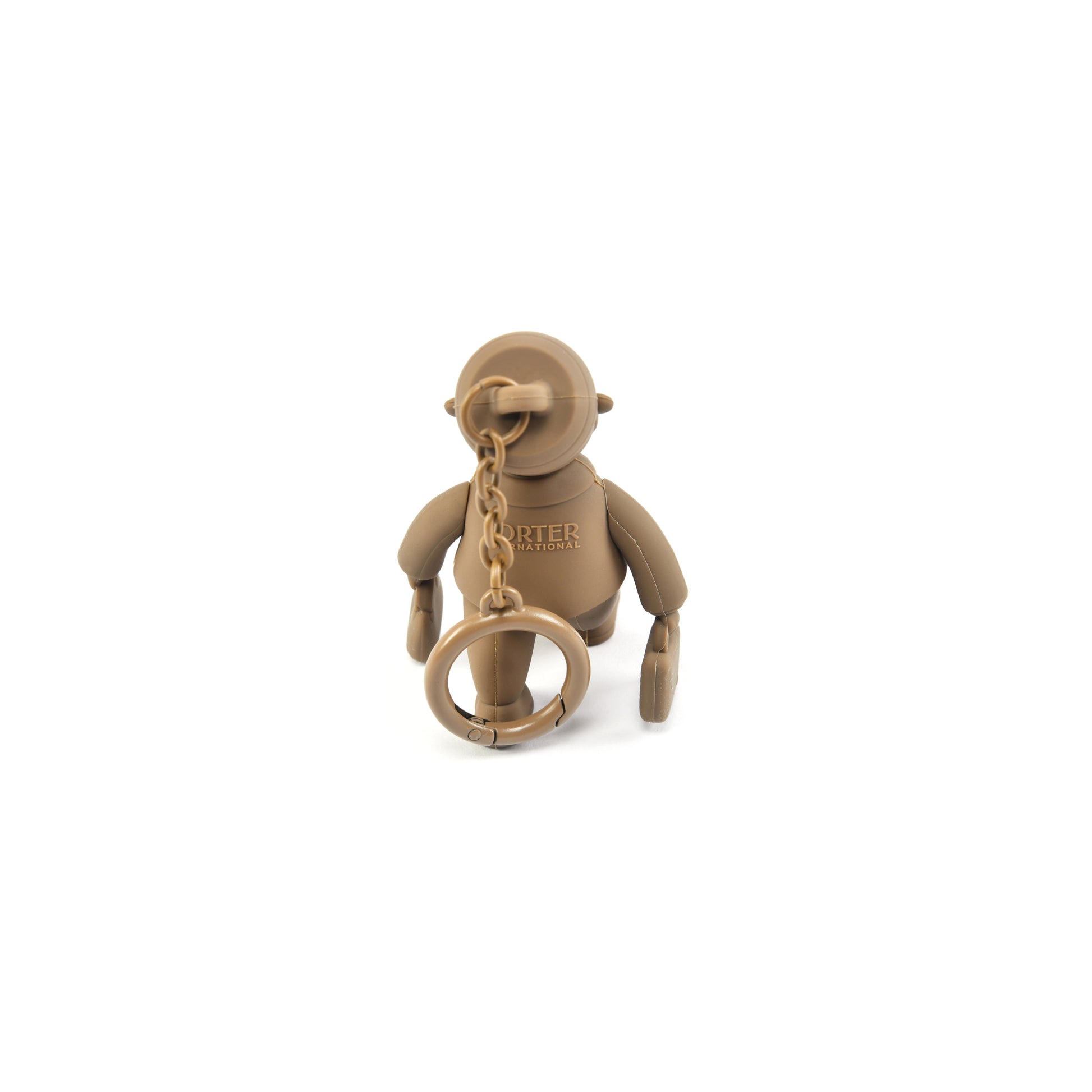 PORTER INTERNATIONAL Porter Man Keychain GWP Camel Brown collectible silicone mascot keychain with movable limbs and key ring