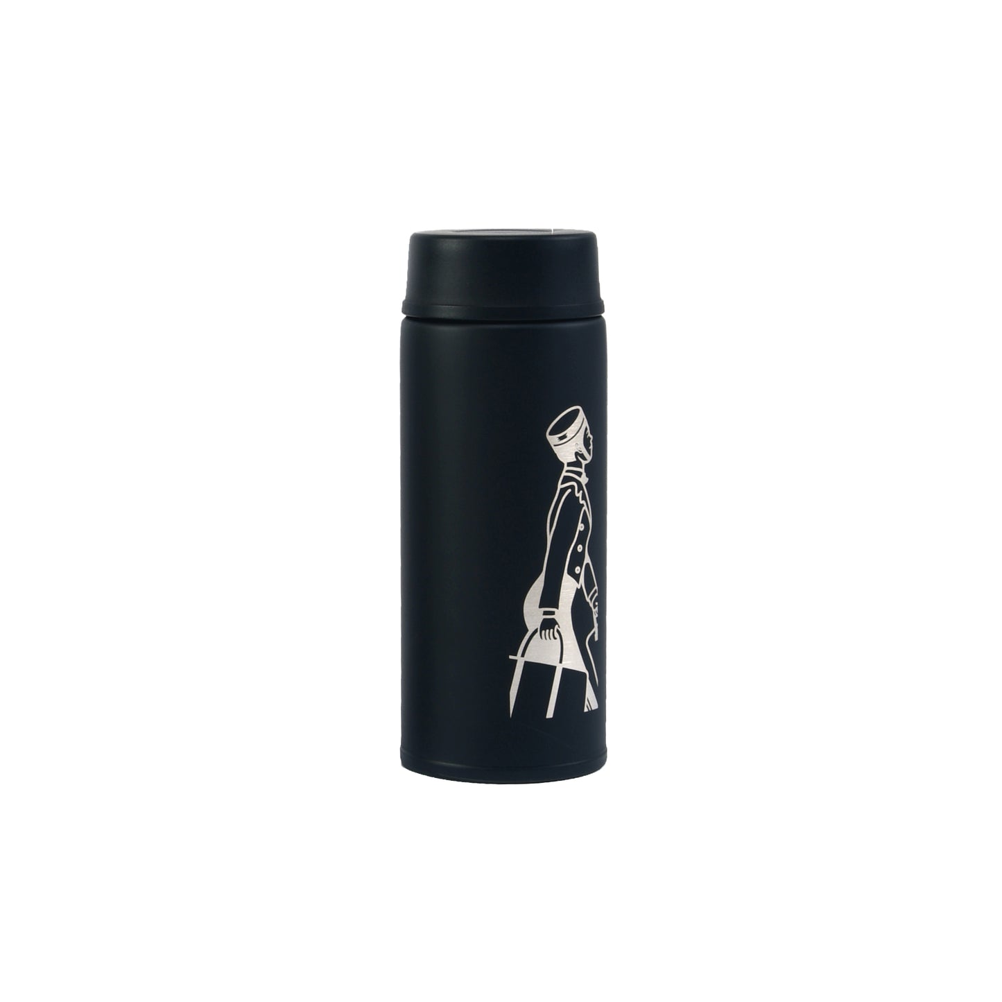 PORTER INTERNATIONAL Stainless Steel Thermal Bottle Black character graphic front view - SKU 19999-49201