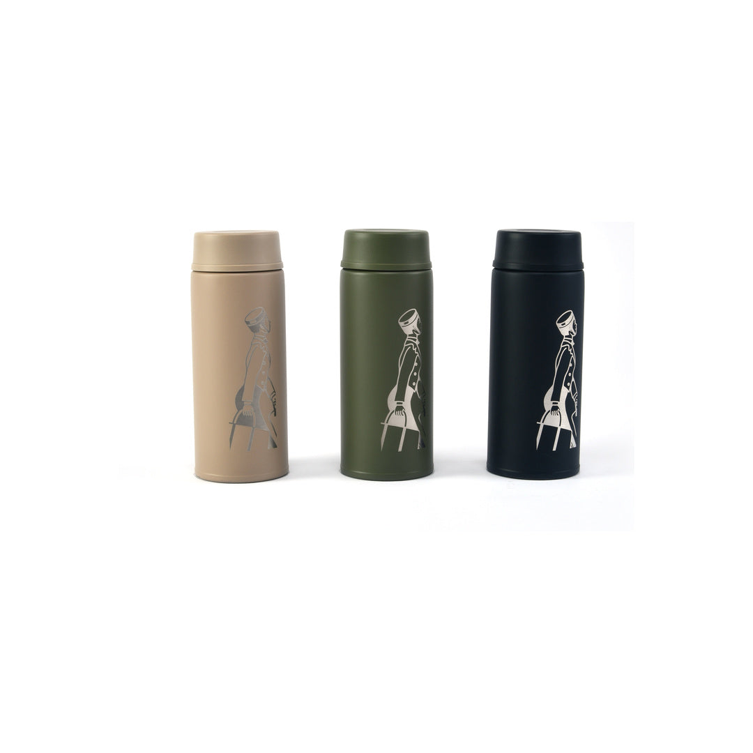 PORTER INTERNATIONAL Stainless Steel Thermal Bottle Black character graphic front view - SKU 19999-49201