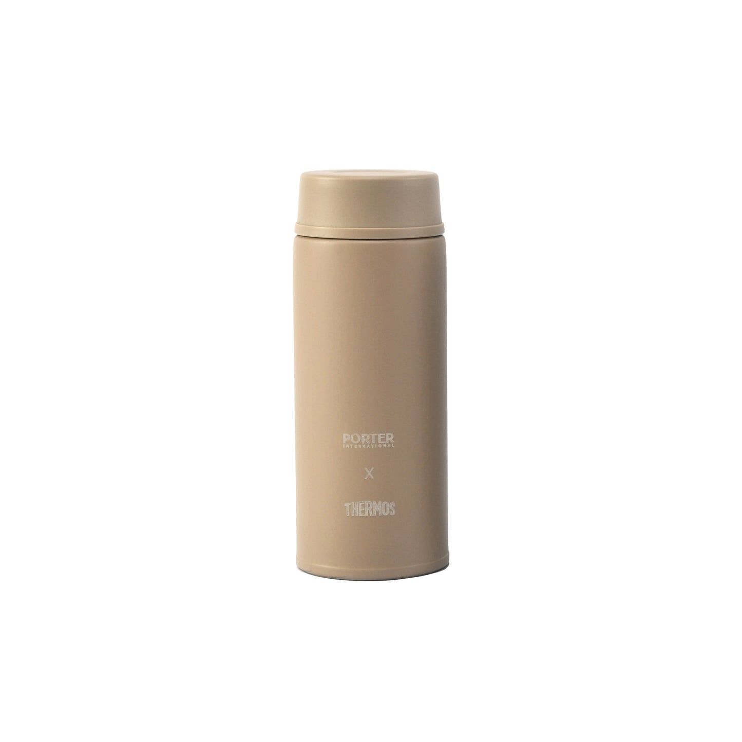 PORTER INTERNATIONAL Stainless Steel Thermal Bottle Sand logo front view - SKU 19999-49221
