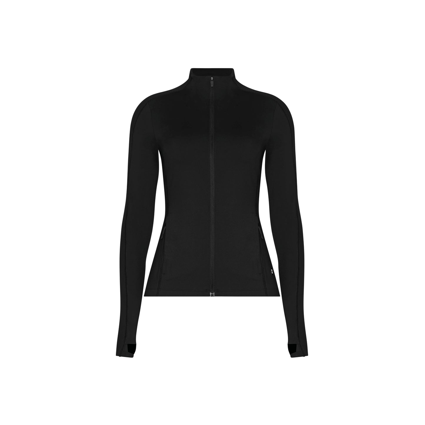 ON Cloud Studio Jacket 1 ‘Black’ (WMNS) – women’s black full-zip performance jacket with slim fit, high collar, and long sleeves
