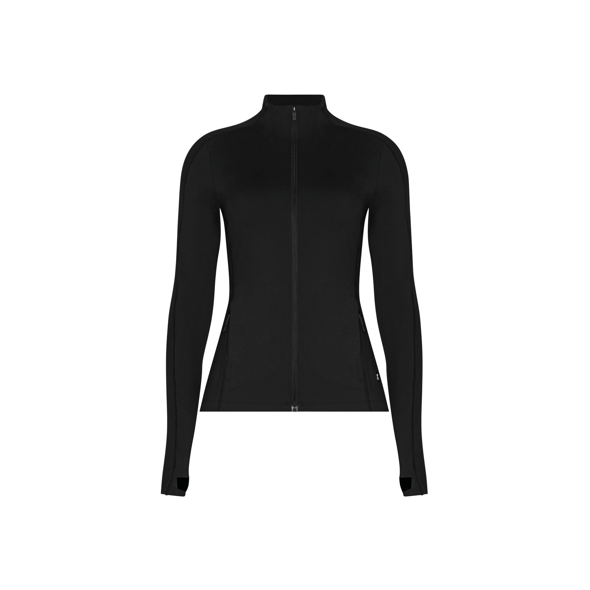 ON Cloud Studio Jacket 1 ‘Black’ (WMNS) – women’s black full-zip performance jacket with slim fit, high collar, and long sleeves