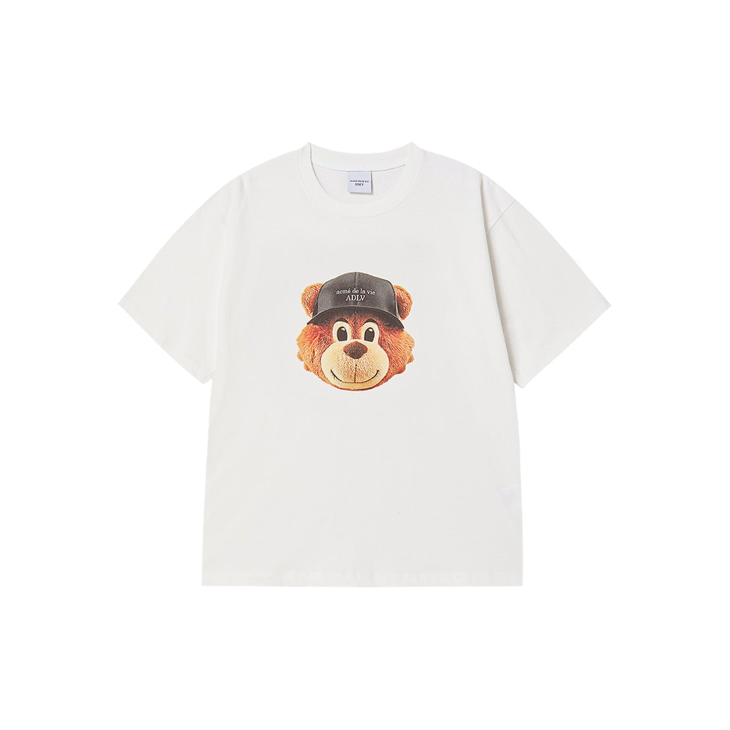 ADLV 3D AC Bear Face SS T-Shirt Cream oversized graphic tee bear print casual streetwear top
