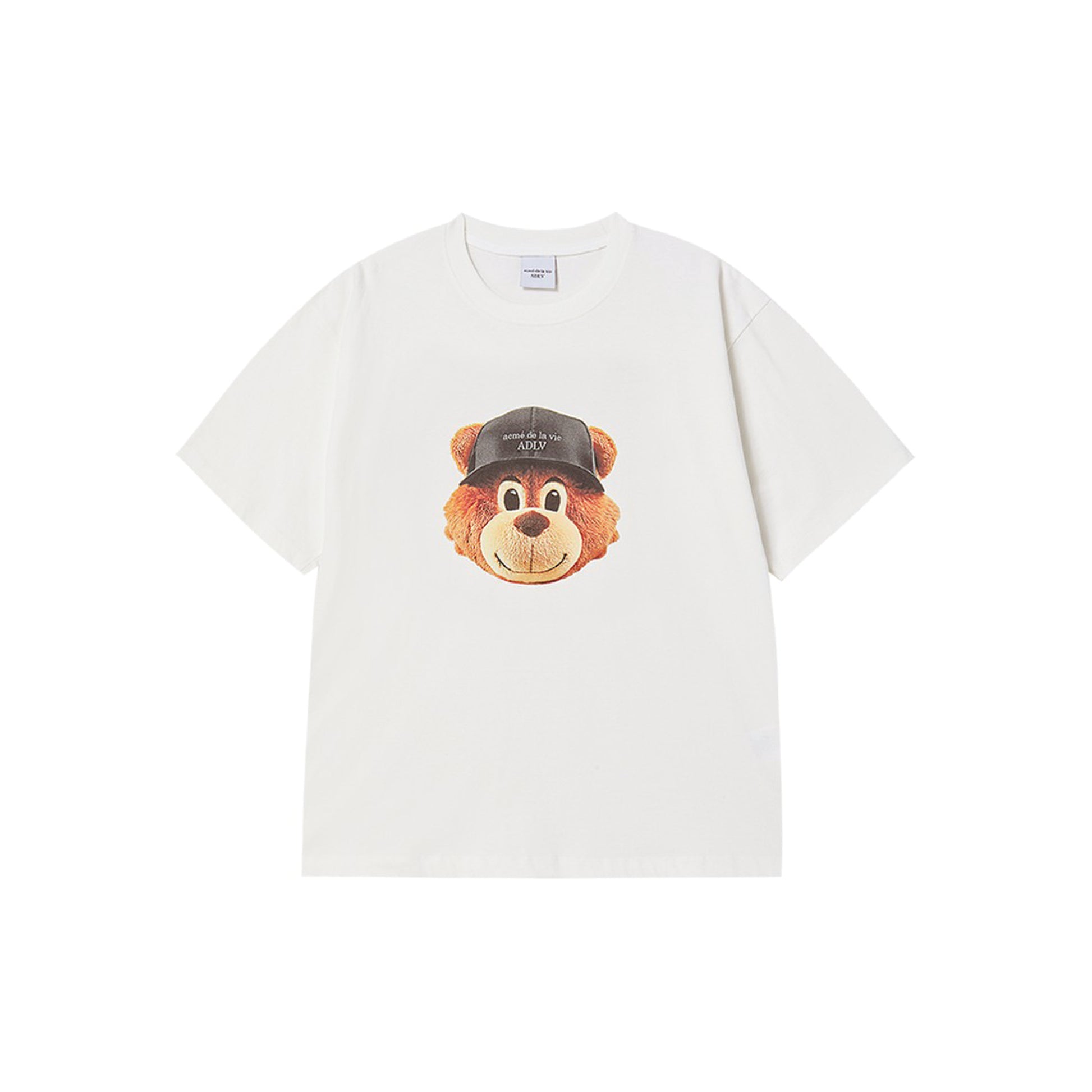 ADLV 3D AC Bear Face SS T-Shirt Cream oversized graphic tee bear print casual streetwear top