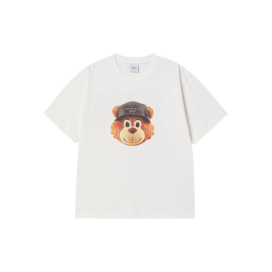 ADLV 3D AC Bear Face SS T-Shirt Cream oversized graphic tee bear print casual streetwear top