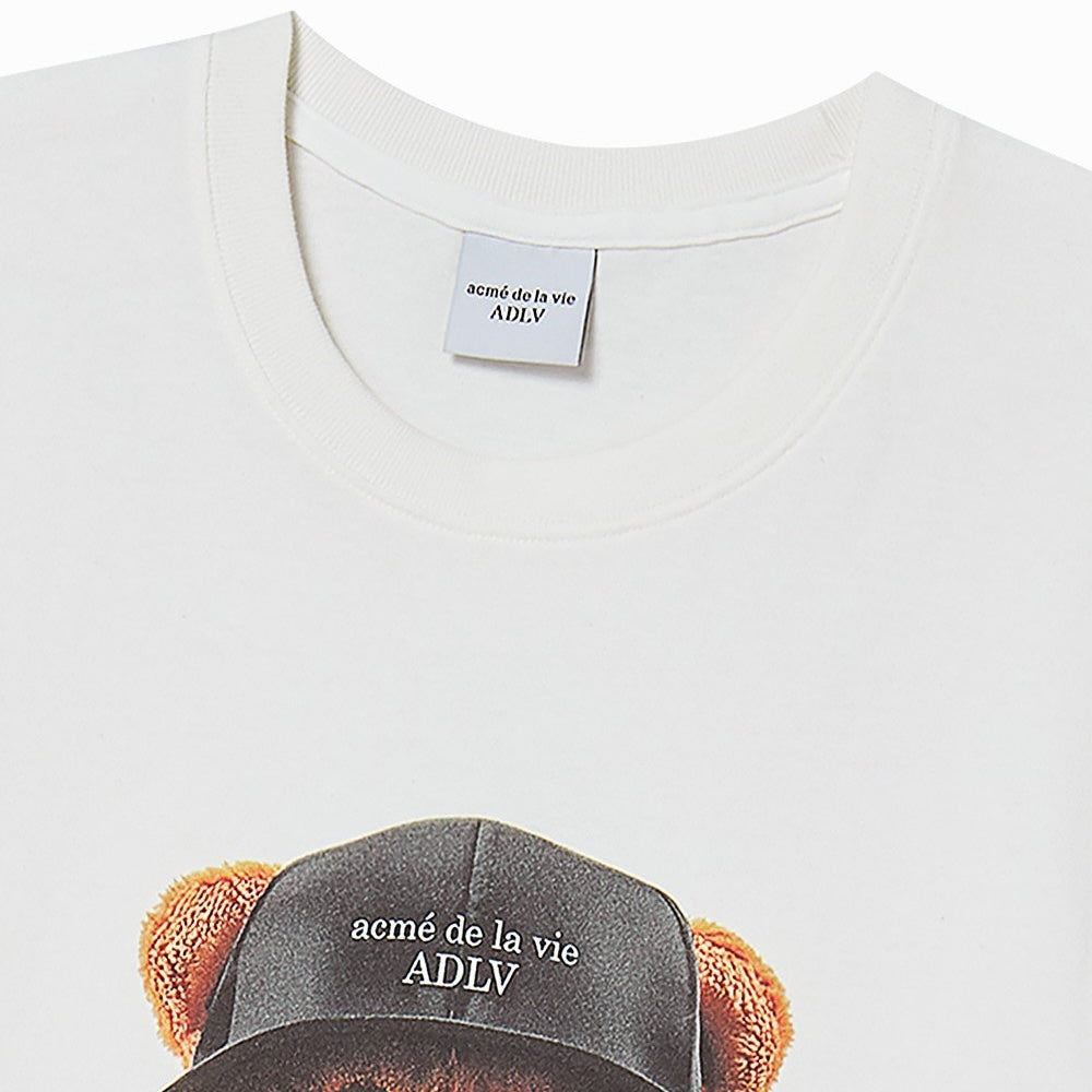ADLV 3D AC Bear Face SS T-Shirt Cream oversized graphic tee bear print casual streetwear top