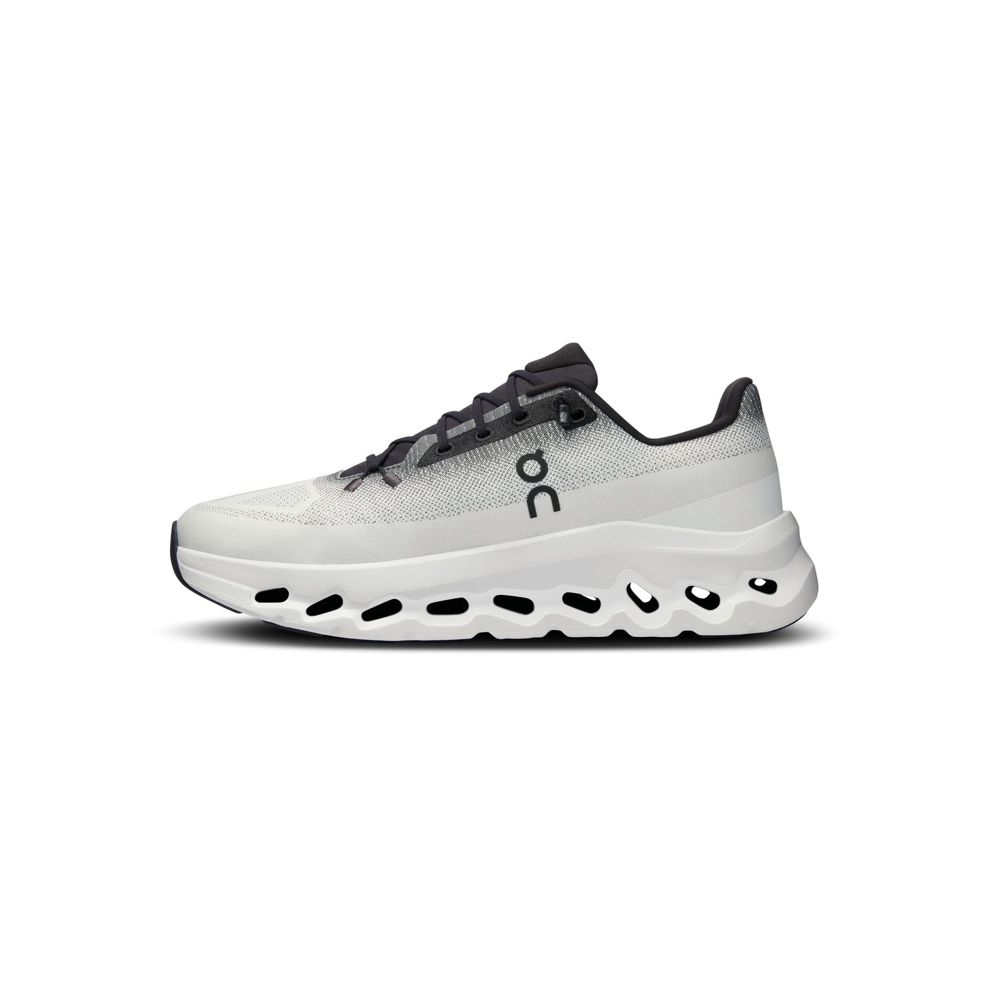 ON Cloudtilt ‘Black Ivory’ (WMNS) – women’s lightweight lifestyle running shoes with CloudTec® cushioning, black-to-ivory gradient upper, side profile