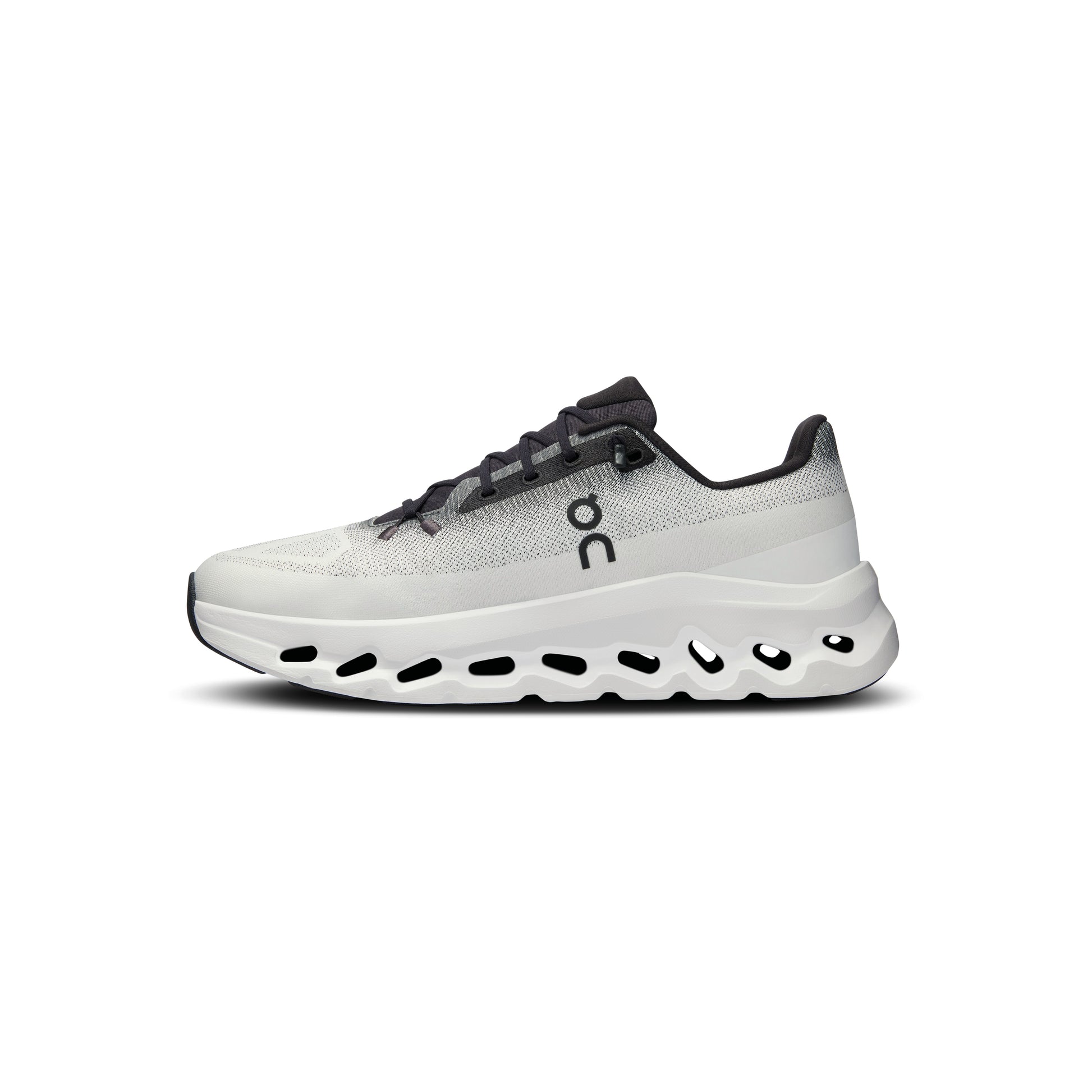 ON Cloudtilt ‘Black Ivory’ (WMNS) – women’s lightweight lifestyle running shoes with CloudTec® cushioning, black-to-ivory gradient upper, side profile