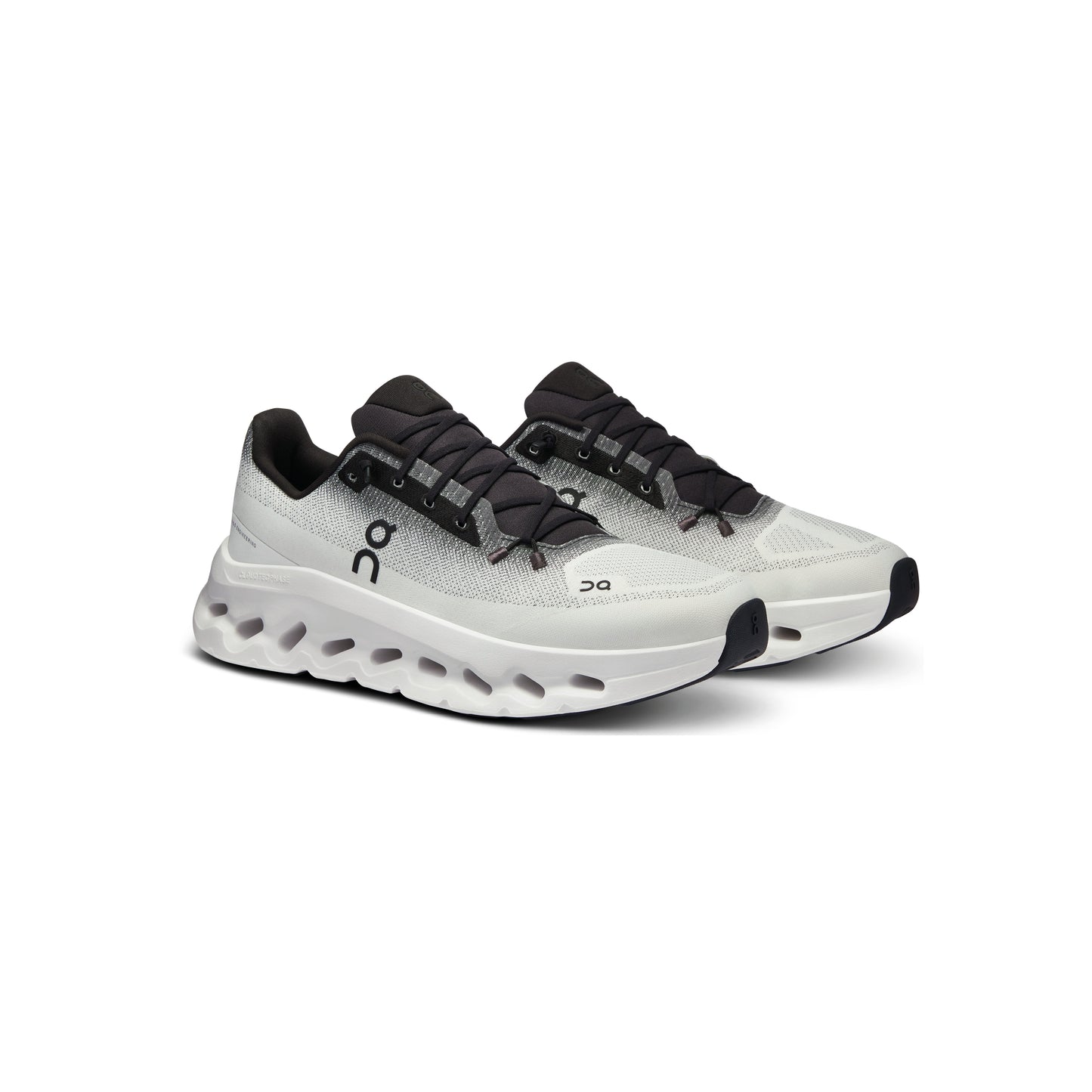 ON Cloudtilt ‘Black Ivory’ (WMNS) – women’s lightweight lifestyle running shoes with CloudTec® cushioning, black-to-ivory gradient upper, side profile