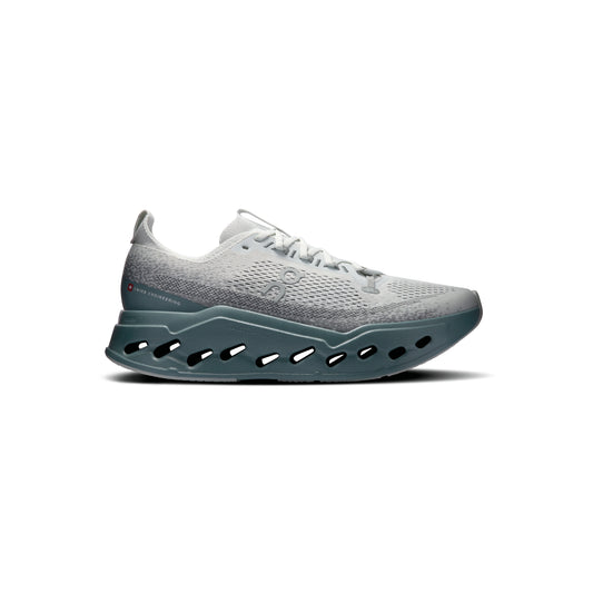 ON Cloudsurfer Max Iceberg Olive running shoe with CloudTec Phase cushioning high-stack midsole and breathable mesh upper