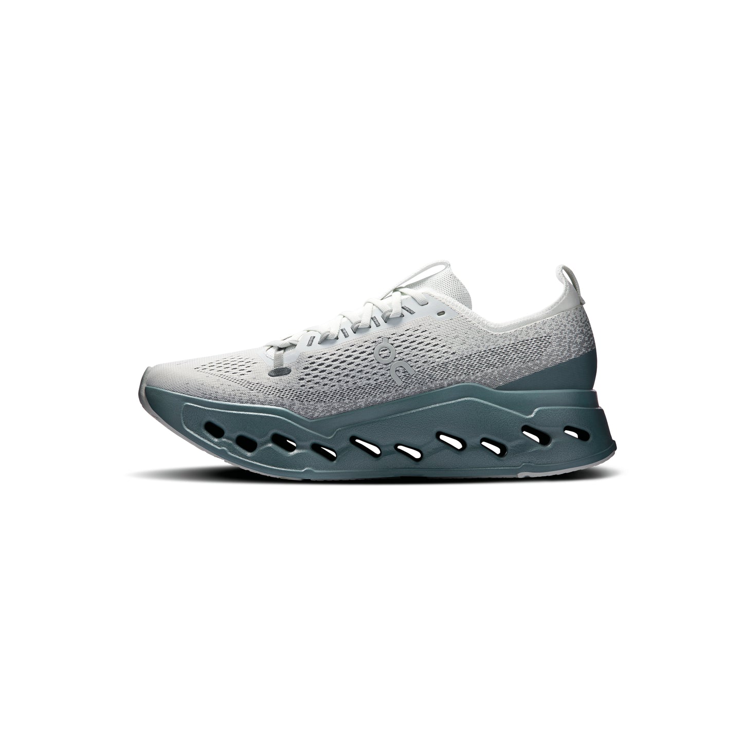 ON Cloudsurfer Max Iceberg Olive running shoe with CloudTec Phase cushioning high-stack midsole and breathable mesh upper