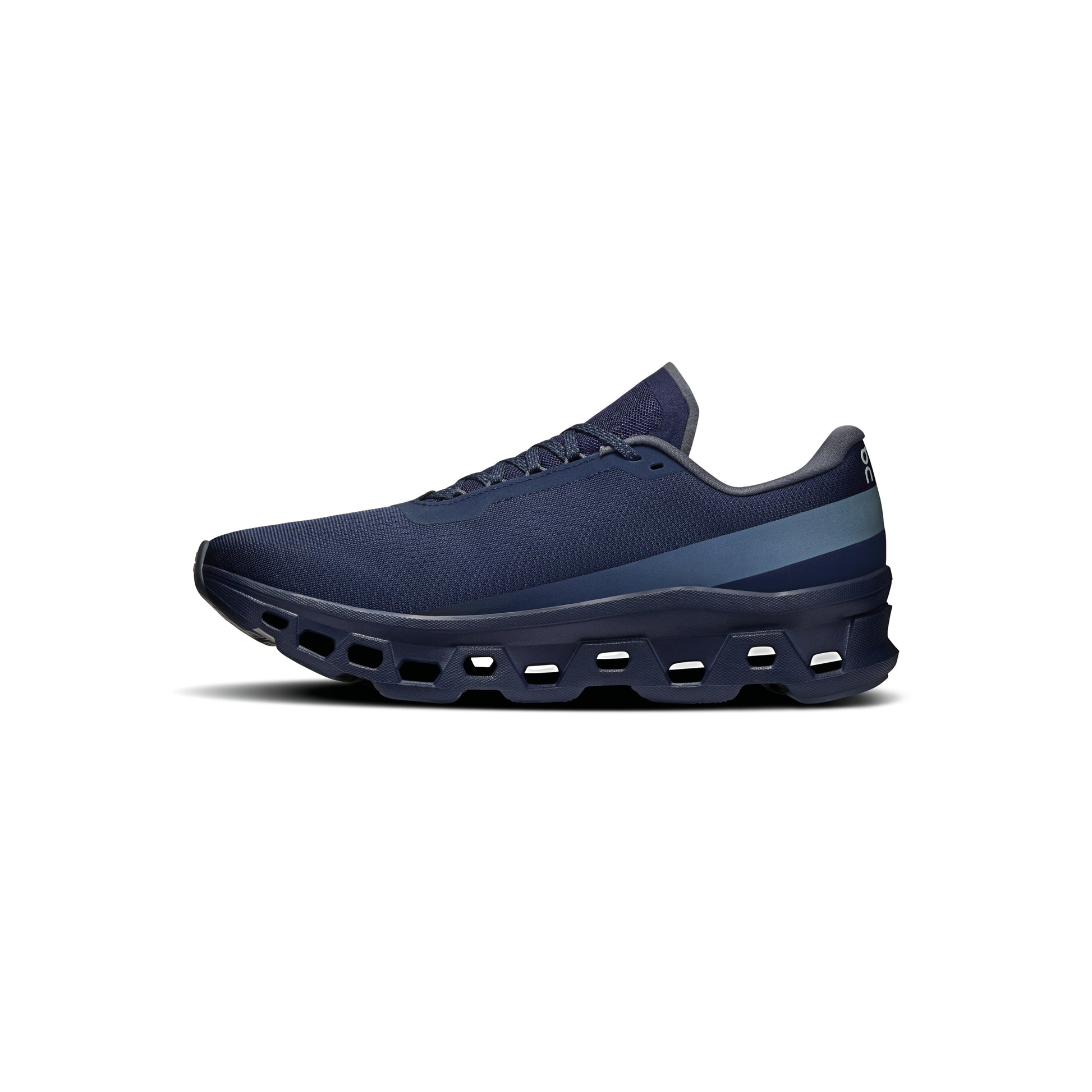 ON Cloudmonster Midnight Navy running shoe with oversized CloudTec cushioning Helion superfoam and breathable engineered mesh upper