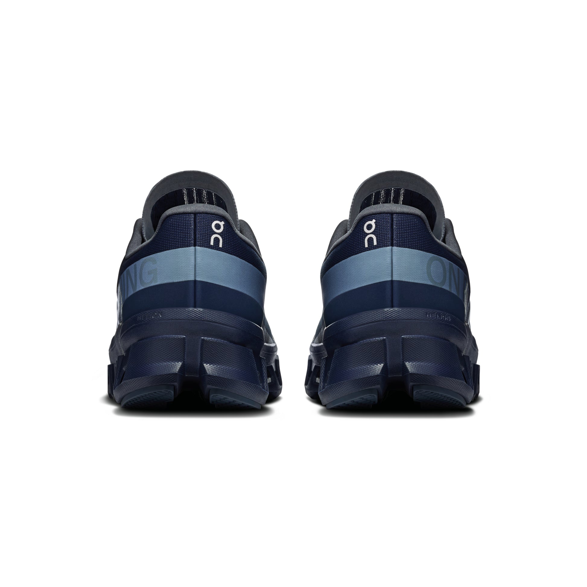 ON Cloudmonster Midnight Navy running shoe with oversized CloudTec cushioning Helion superfoam and breathable engineered mesh upper