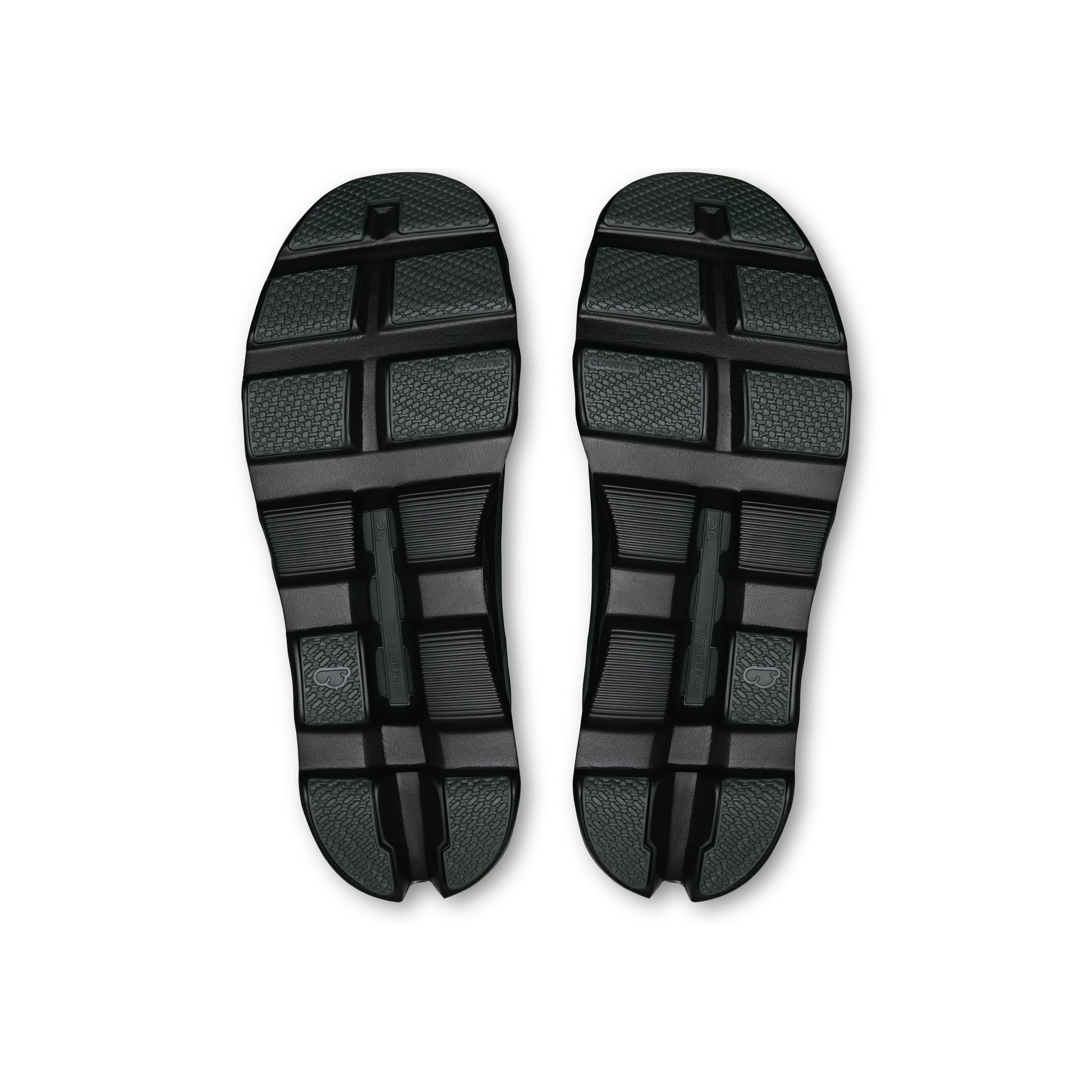 ON Cloudmonster Black running shoe with oversized CloudTec cushioning Helion superfoam and breathable engineered mesh upper