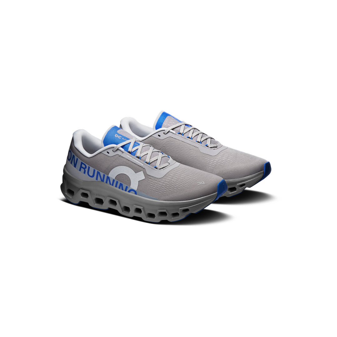 ON Cloudmonster 1 'Alloy Jay' - three-quarter view