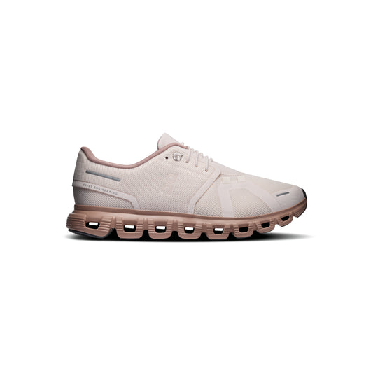 ON Cloud 6 Oyster Biscuit women's sneaker with CloudTec cushioning breathable mesh upper and lightweight everyday comfort