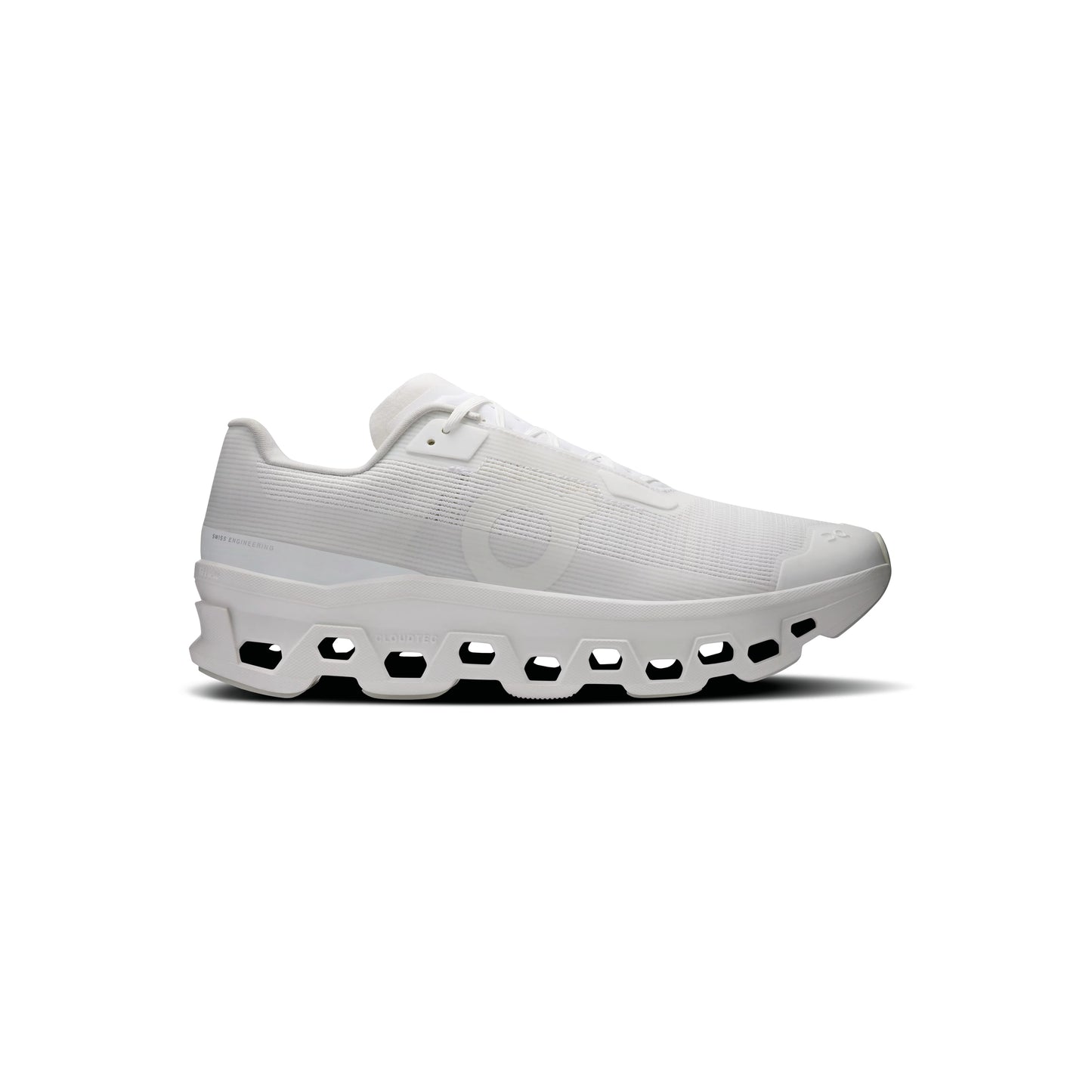 On Cloudmonster Void White White womens running shoes CloudTec cushioning all white lightweight performance sneaker