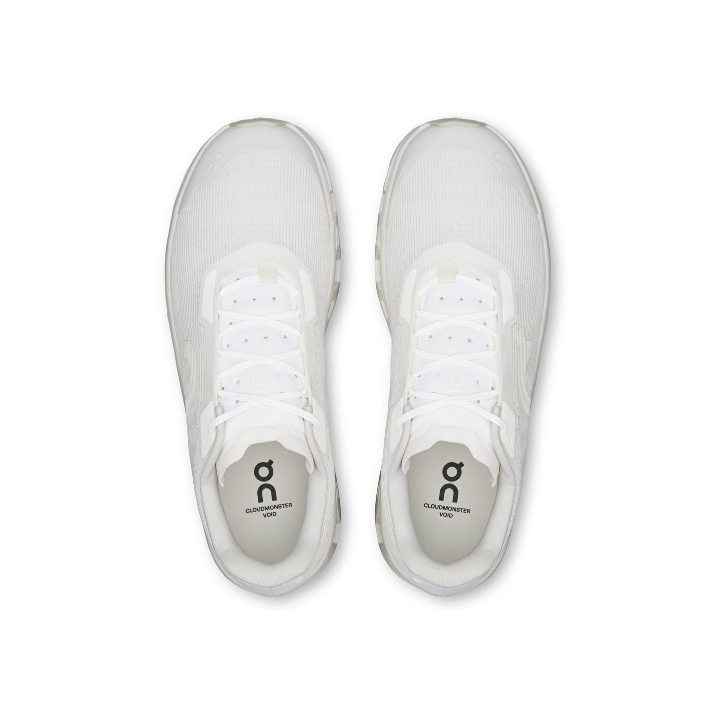 On Cloudmonster Void White White womens running shoes CloudTec cushioning all white lightweight performance sneaker