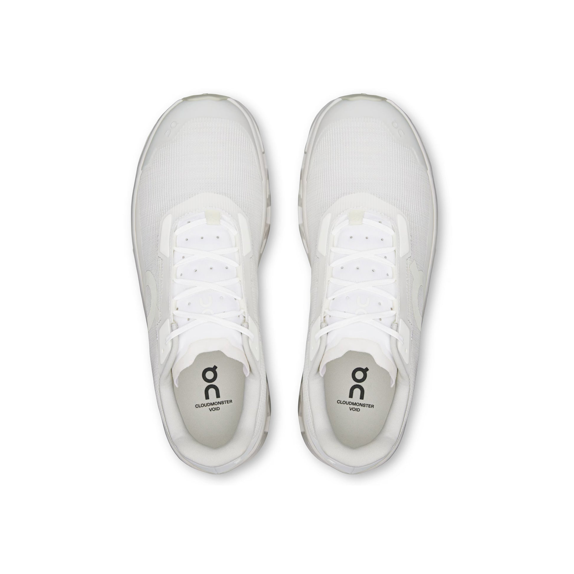 On Cloudmonster Void White White womens running shoes CloudTec cushioning all white lightweight performance sneaker