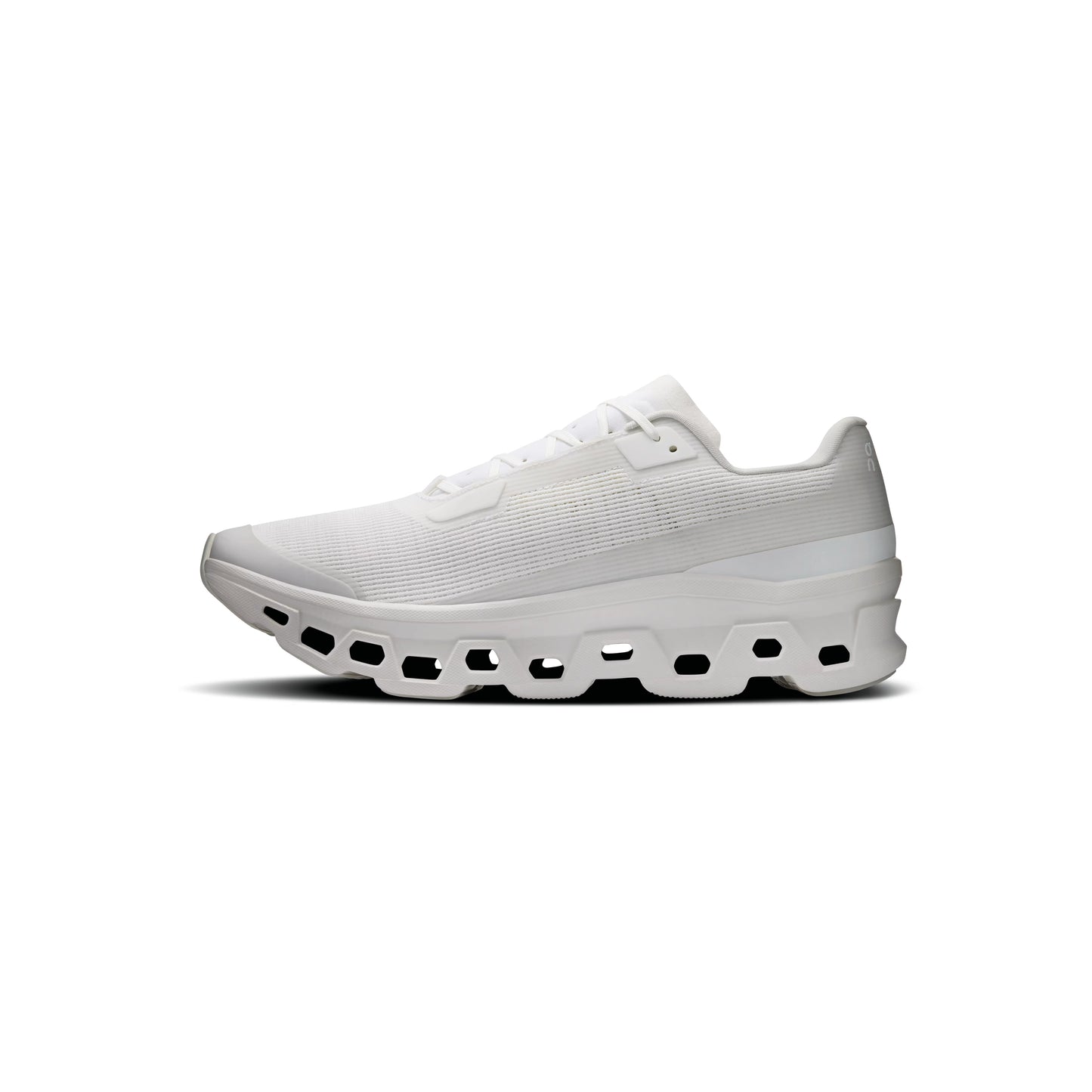 On Cloudmonster Void White White womens running shoes CloudTec cushioning all white lightweight performance sneaker
