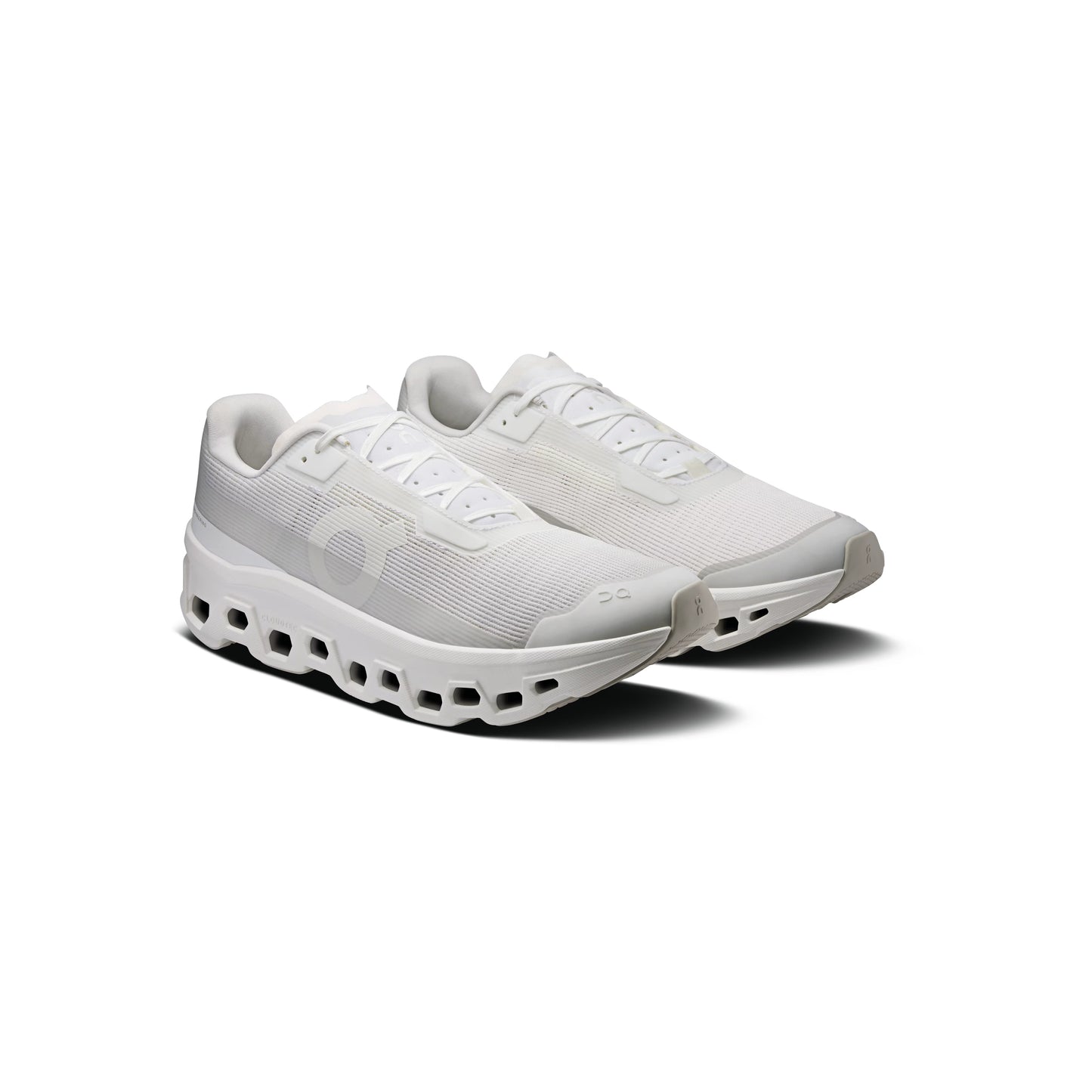 On Cloudmonster Void White White womens running shoes CloudTec cushioning all white lightweight performance sneaker