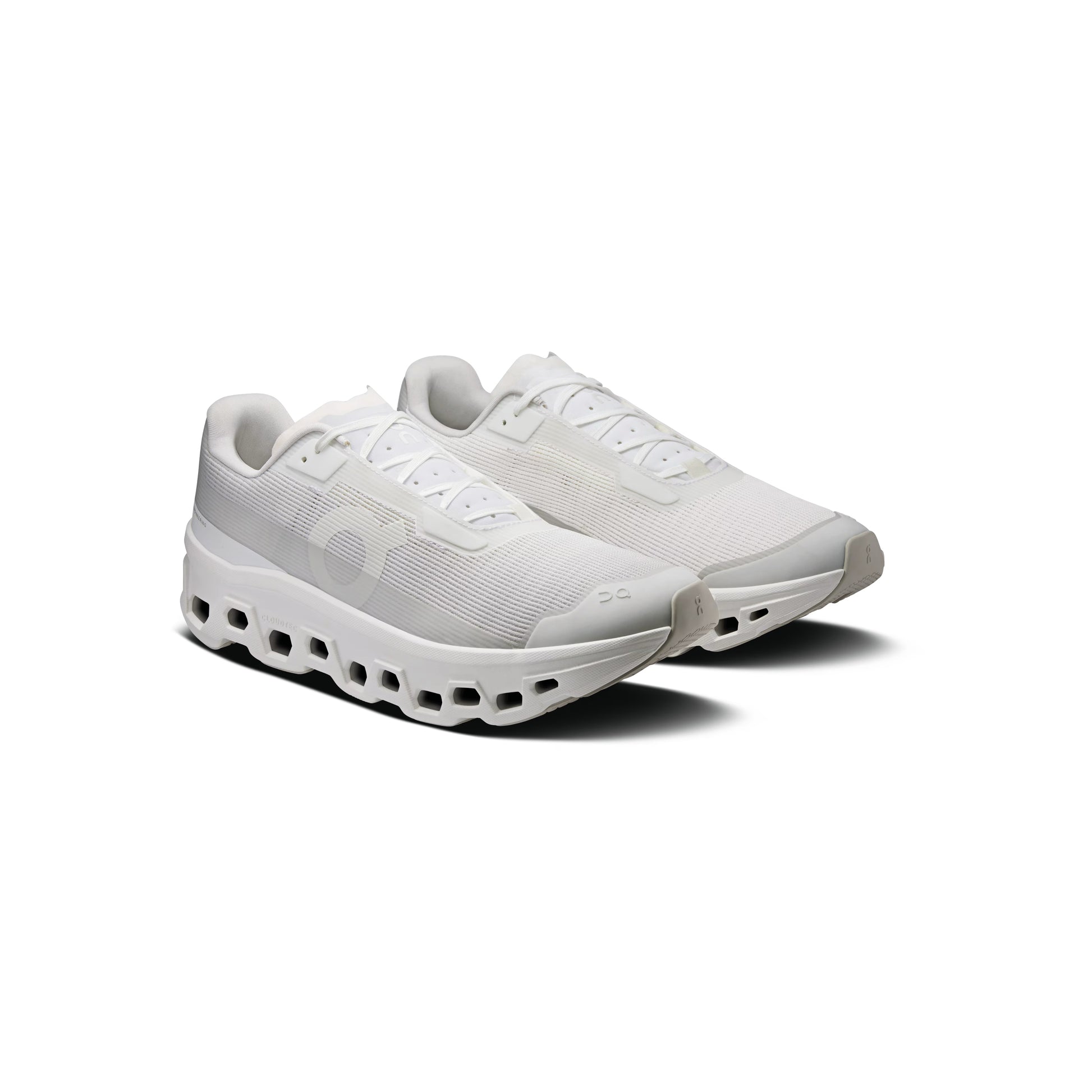 On Cloudmonster Void White White womens running shoes CloudTec cushioning all white lightweight performance sneaker